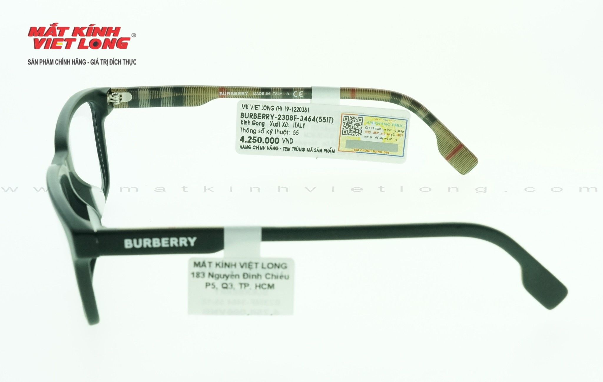  GỌNG KÍNH BURBERRY B2308F-3464 55-18 