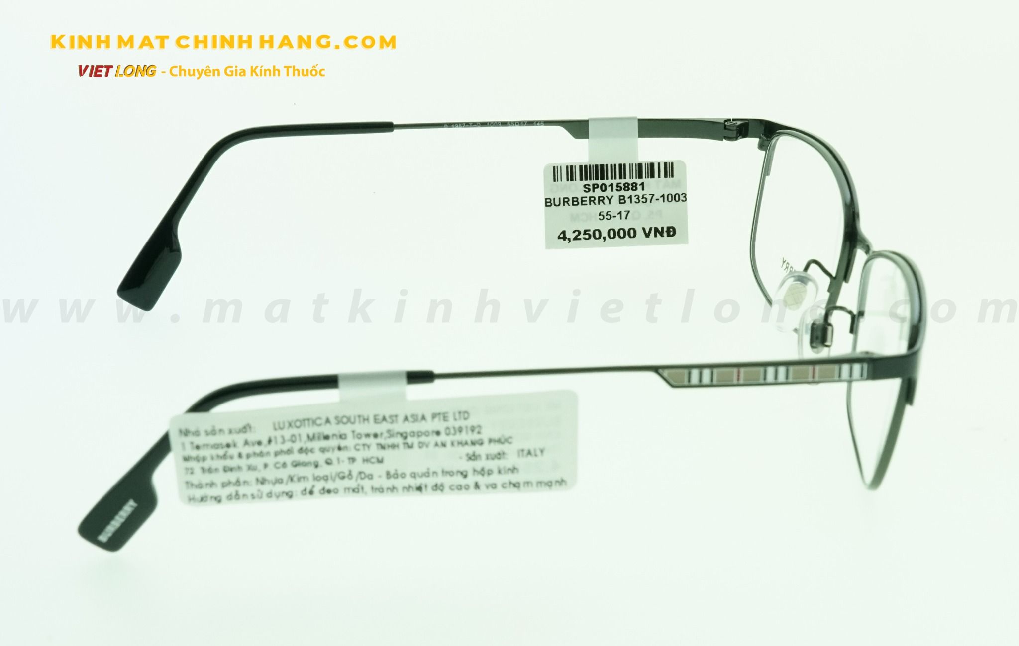  GỌNG KÍNH BURBERRY B1357-1003 55-17 