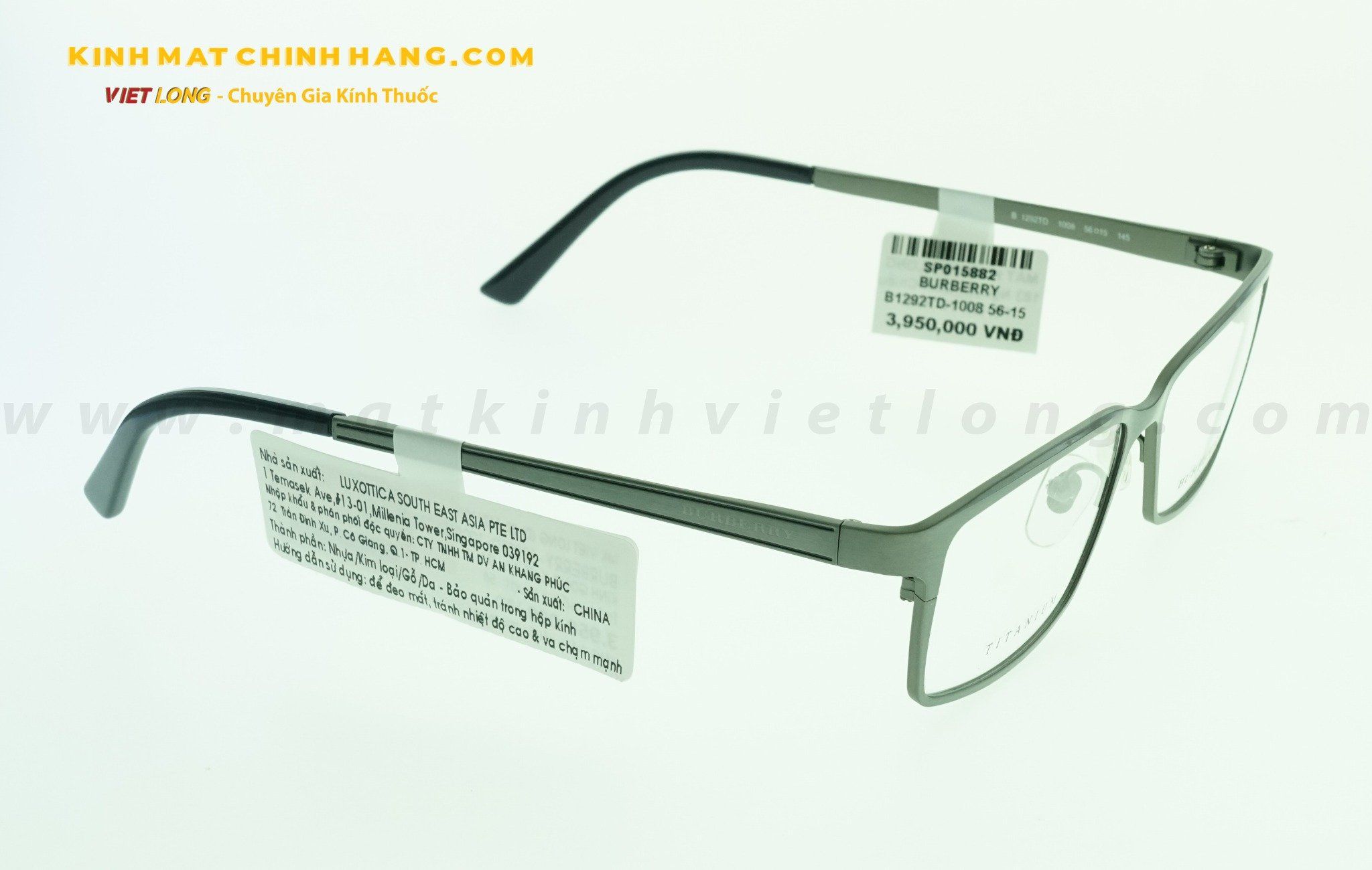  GỌNG KÍNH BURBERRY B1292TD-1008 56-15 