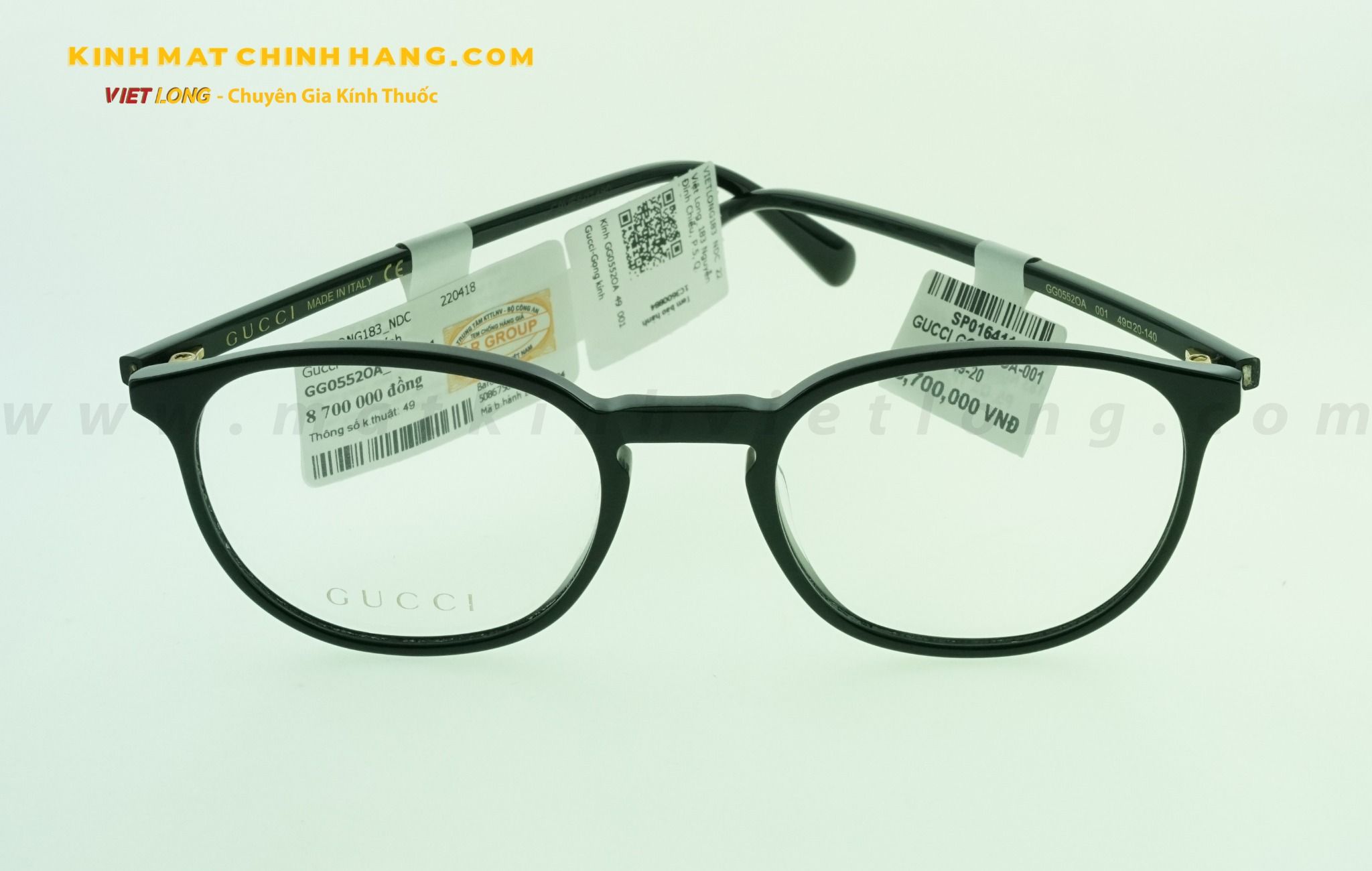  GỌNG KÍNH GUCCI GG0552OA-001 49-20 