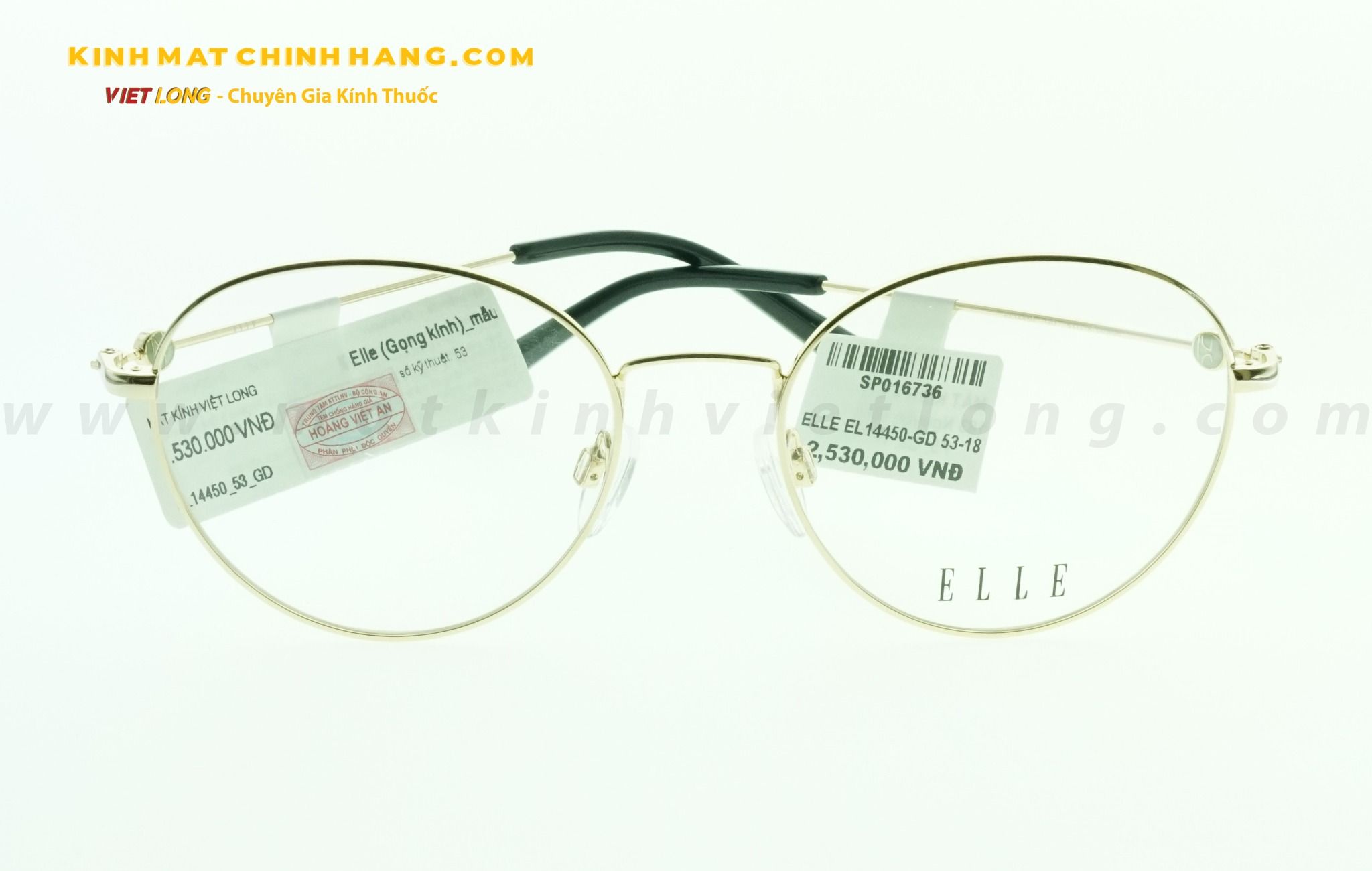  GỌNG KÍNH ELLE EL14450-GD 53-18 