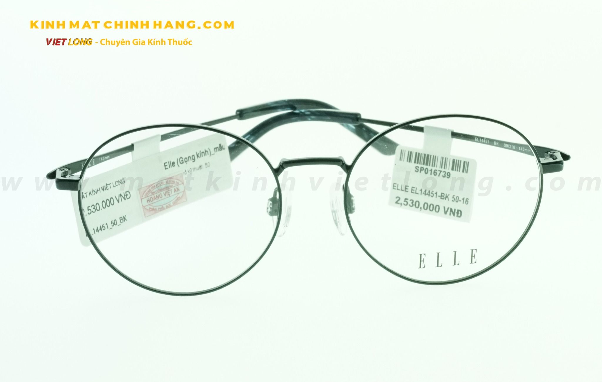  GỌNG KÍNH ELLE EL14451-BK 50-16 