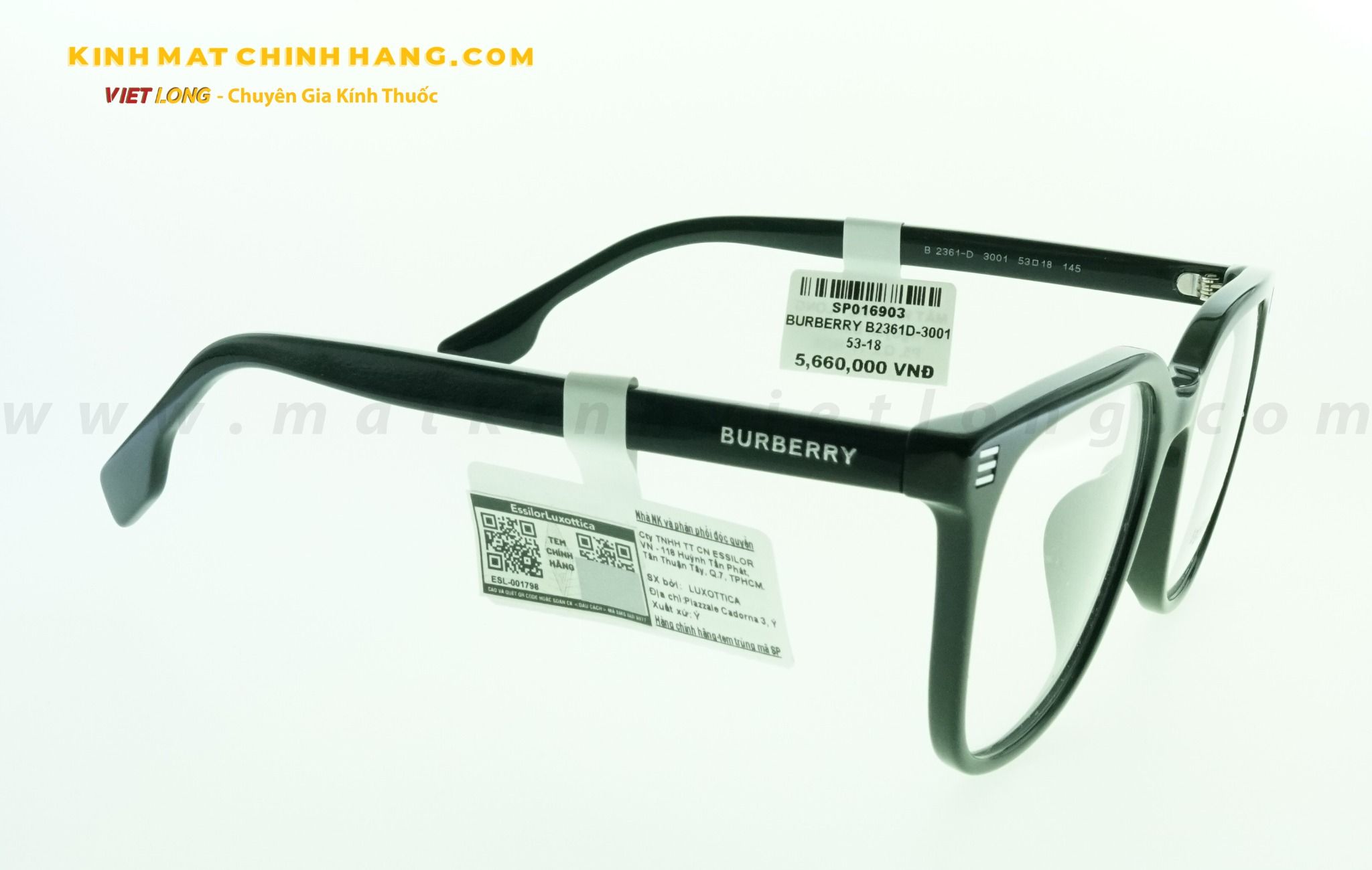  GỌNG KÍNH BURBERRY B2361D-3001 53-18 