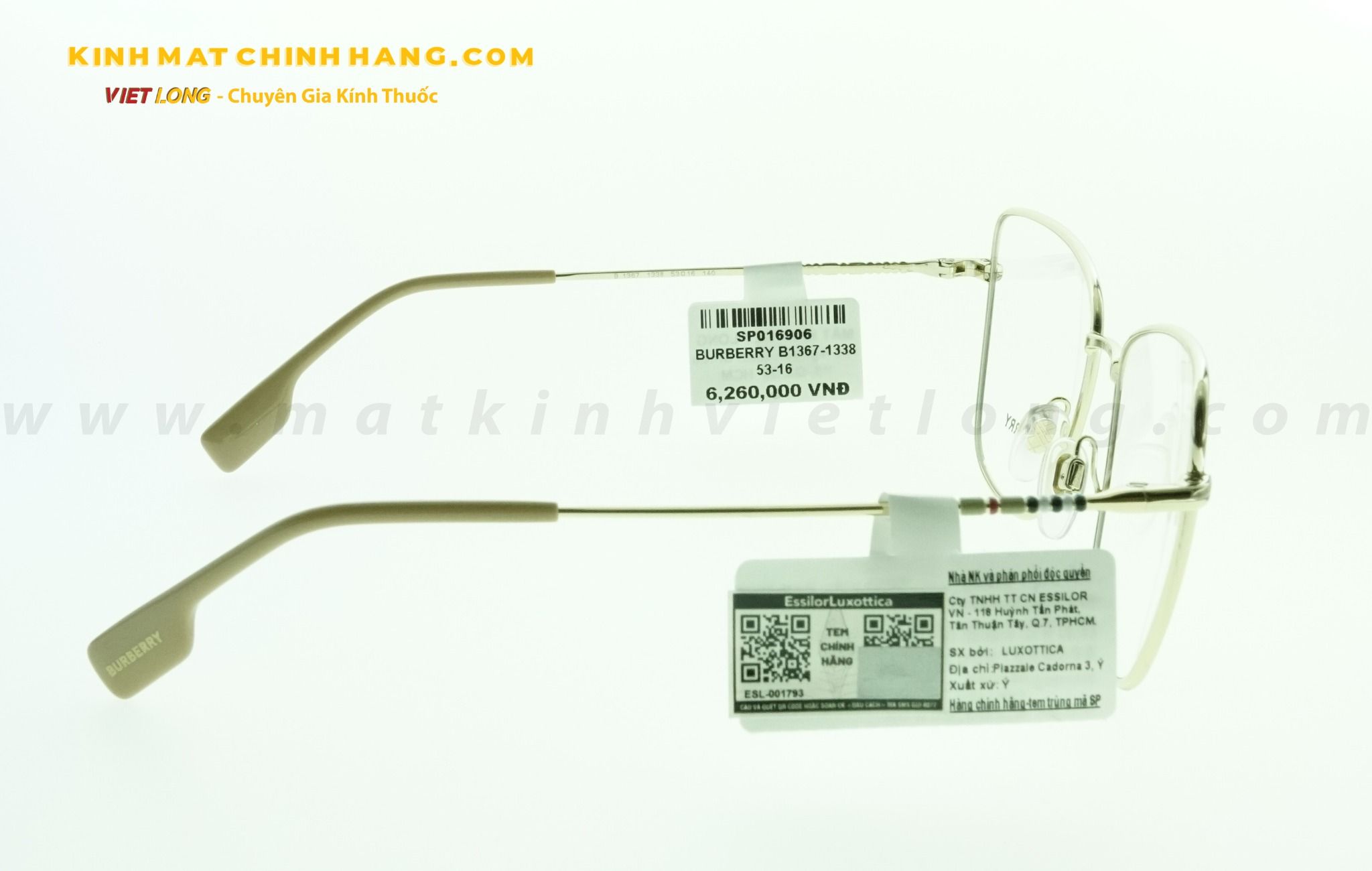  GỌNG KÍNH BURBERRY B1367-1338 53-16 