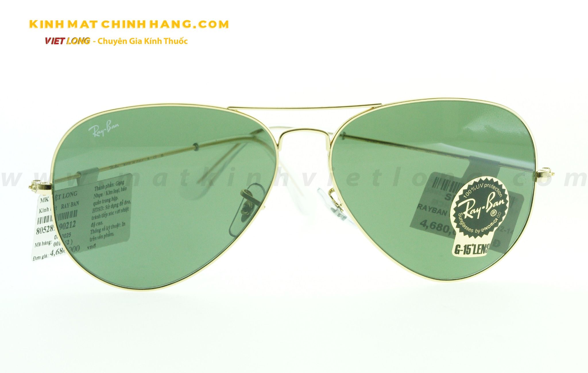 KÍNH MÁT RAYBAN 0RB3025-001 62-14