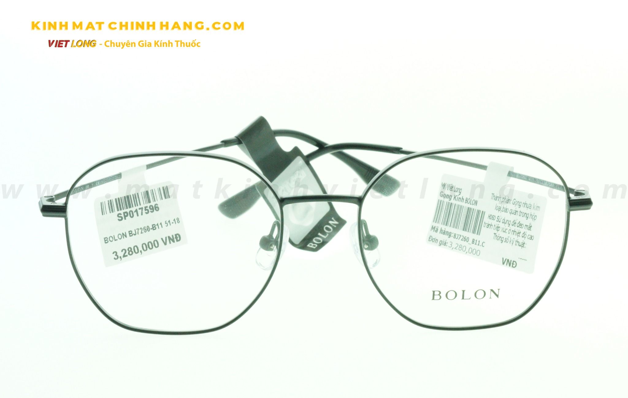  GỌNG KÍNH BOLON BJ7260-B11 51-18 