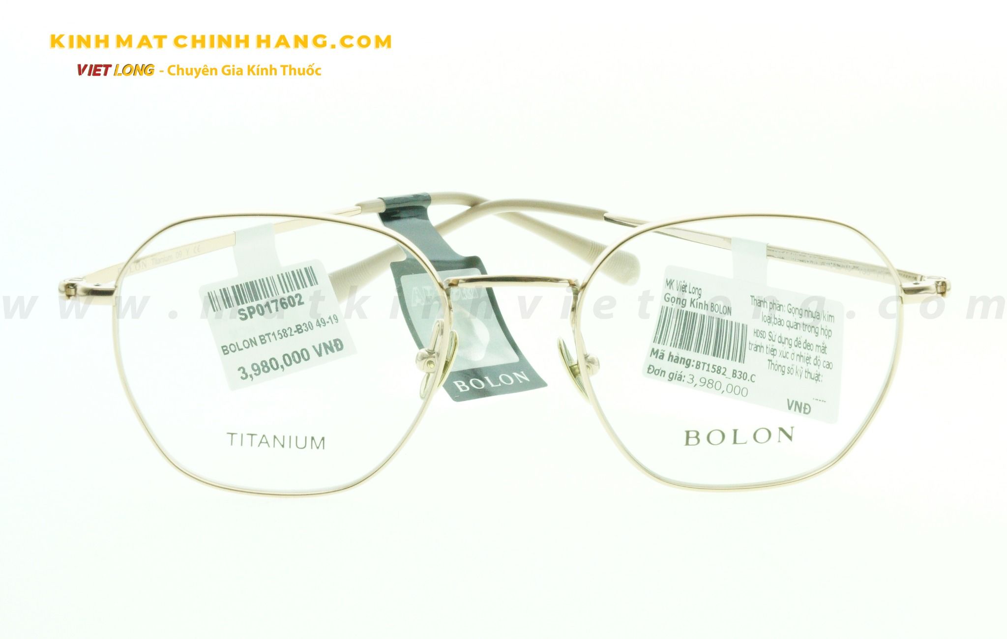  GỌNG KÍNH BOLON BT1582-B30 49-19 