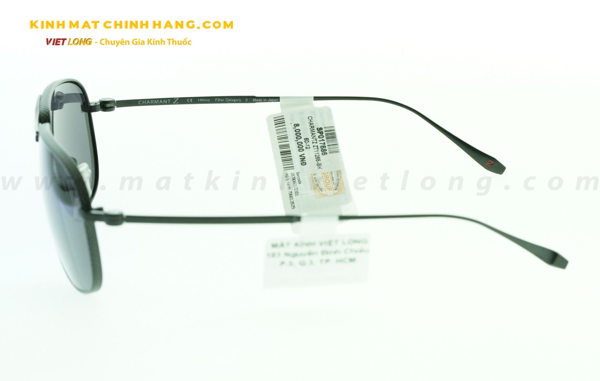KÍNH MÁT CHARMANTZ ZT11265-BK 60-12