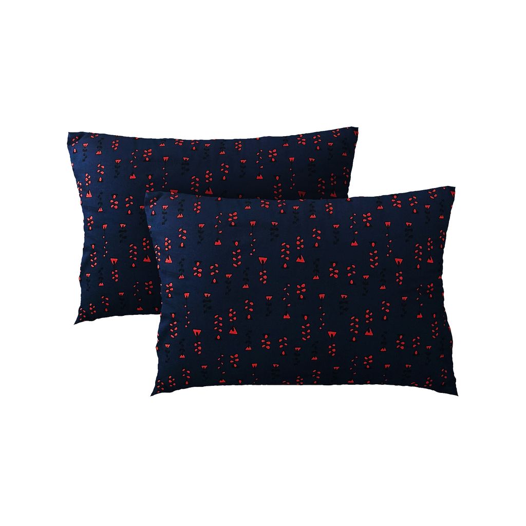 Pillow case 042 Orange flowers on blue