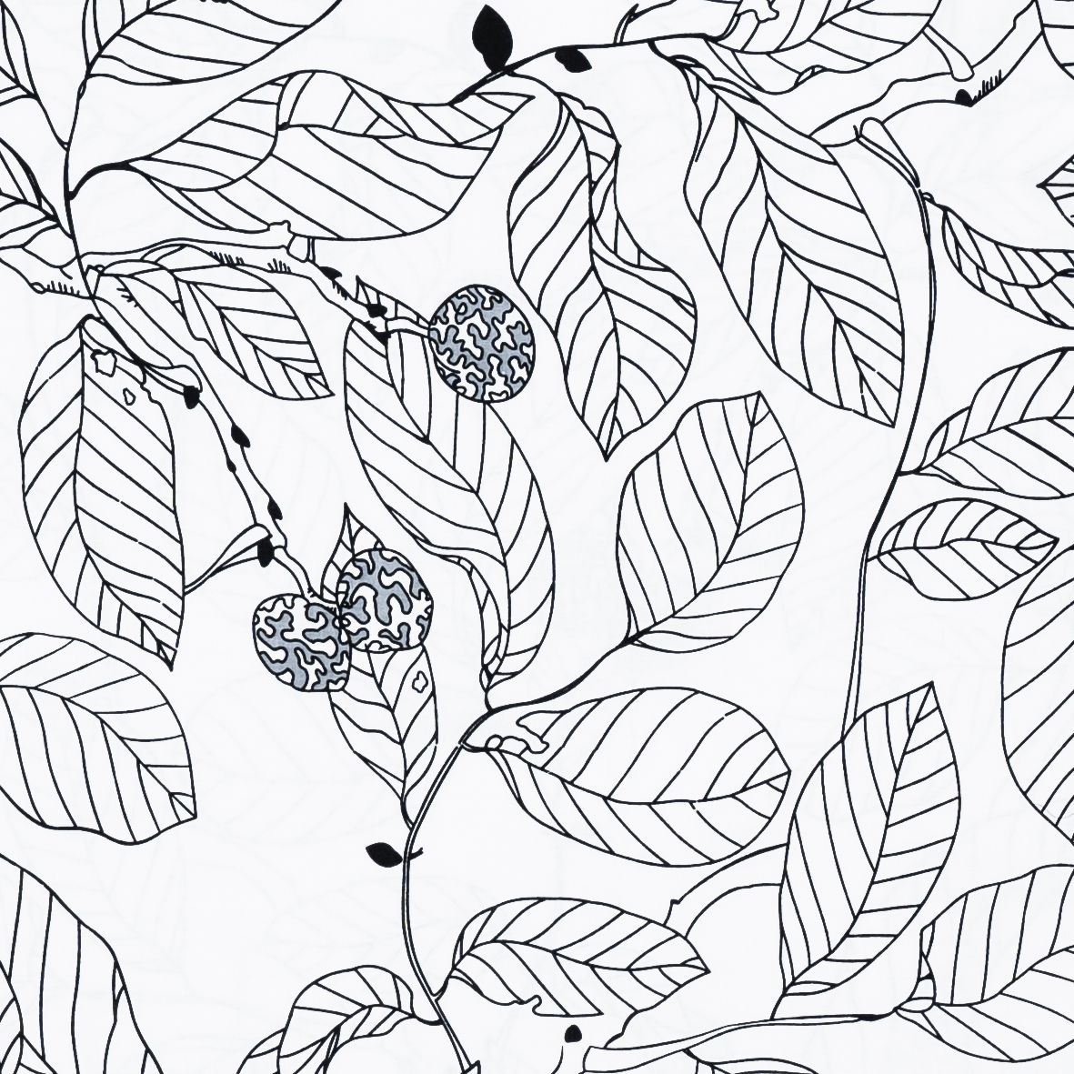Pillow case 134 Black and white leaves