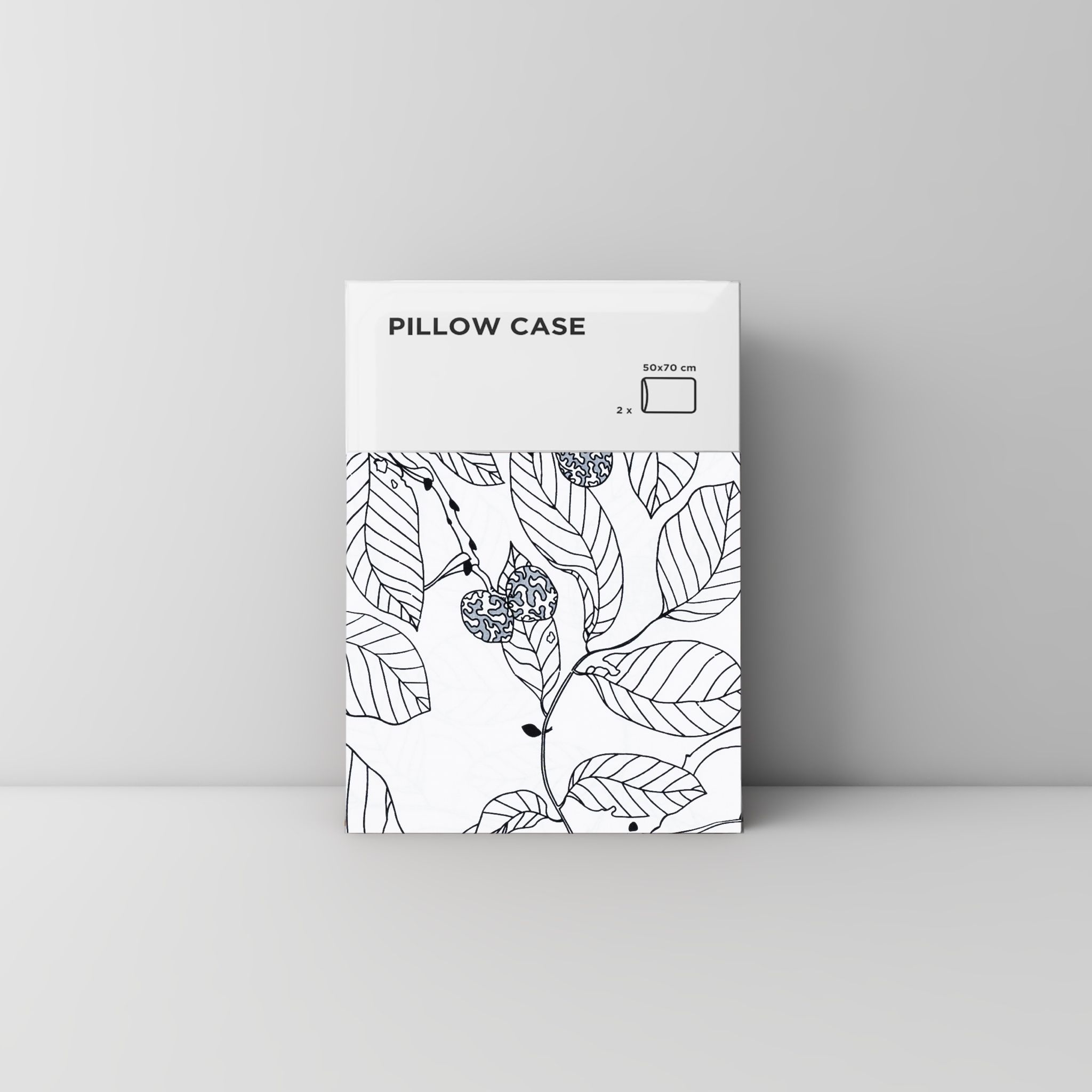 Pillow case 134 Black and white leaves