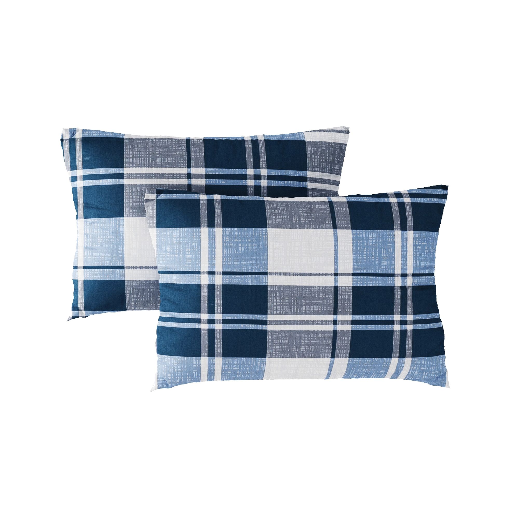 Pillow case 182 Navy grey grid