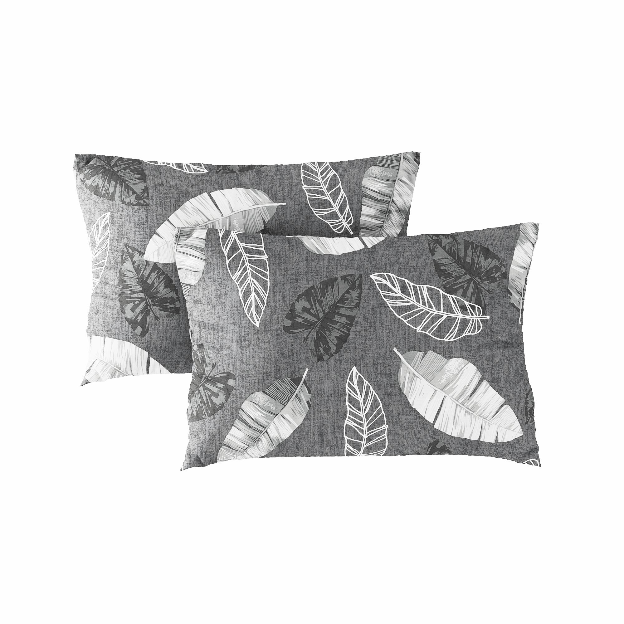 Pillow case 106 Light grey leaves on dark grey