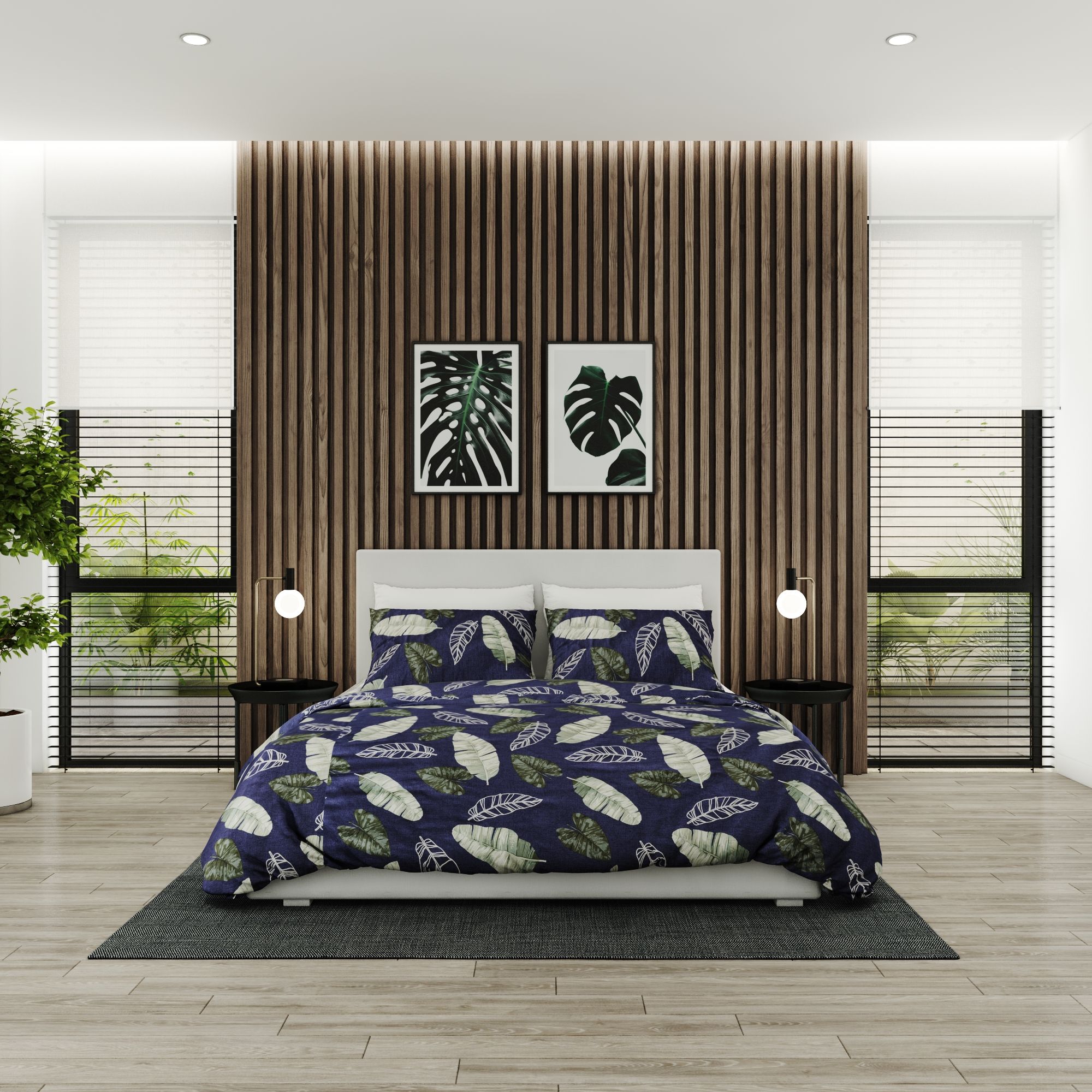 Best price 066 Leaves on navy blue