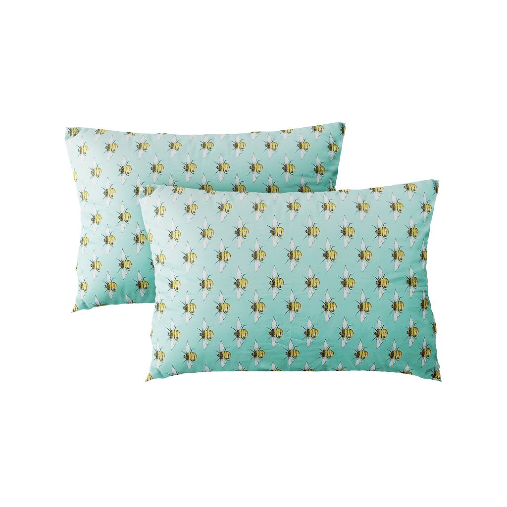 Pillow case 350 Yellow bee on mint (2pcs)
