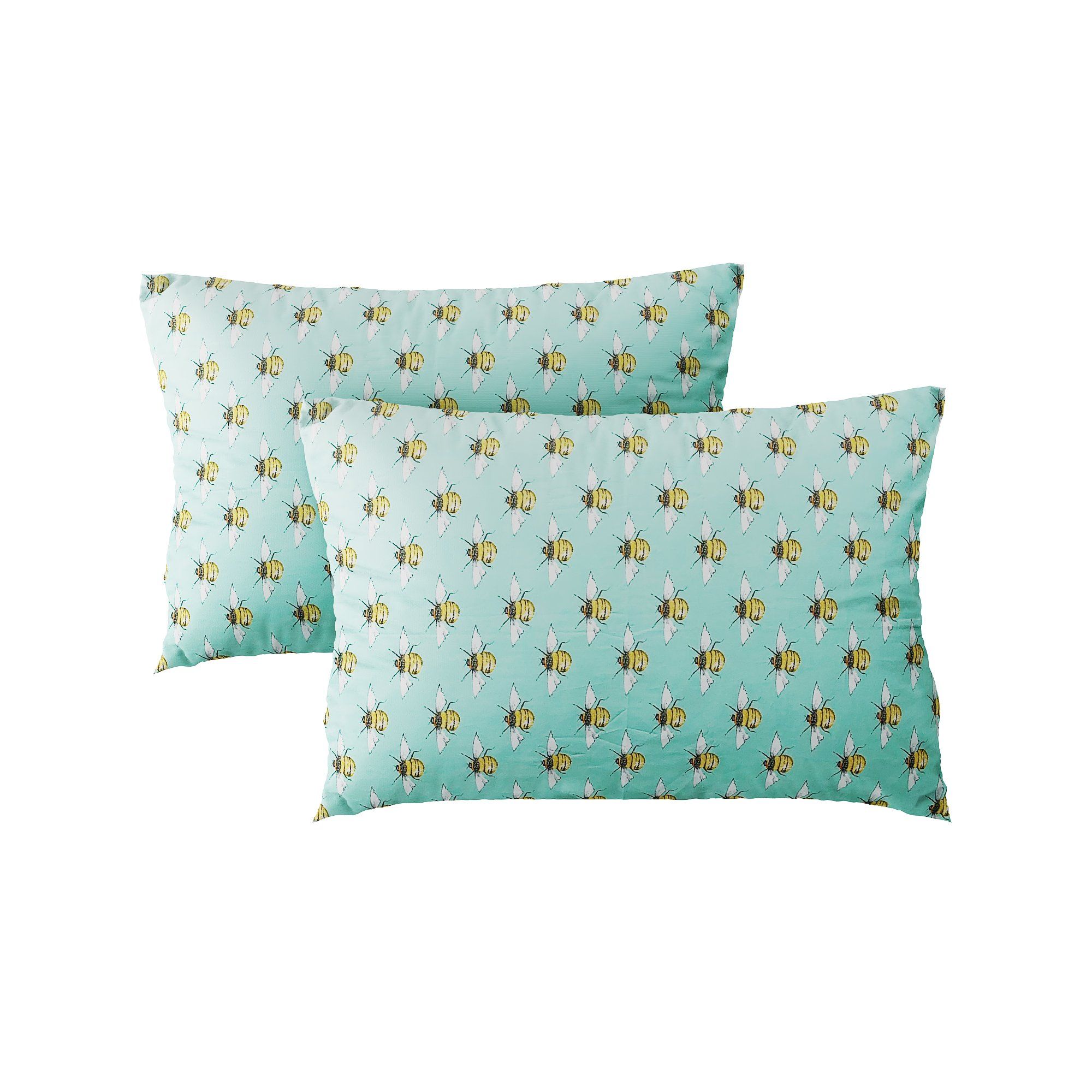 Pillow case 350 Yellow bee on mint (2pcs)