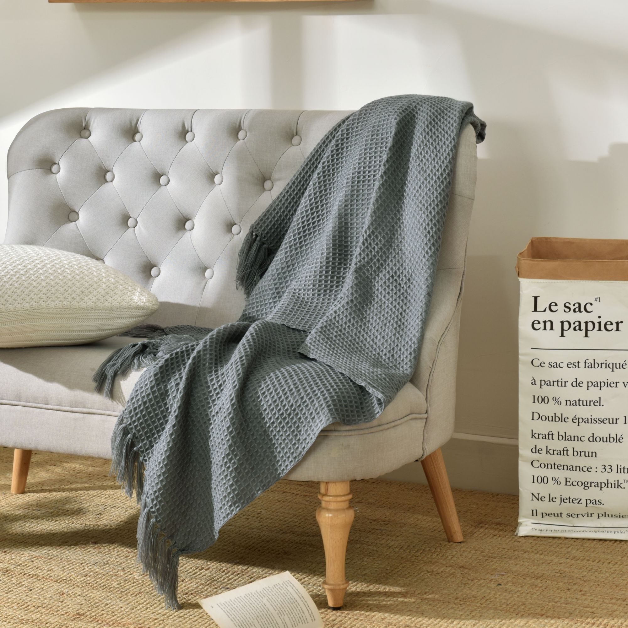 Mền sofa Grey waffle