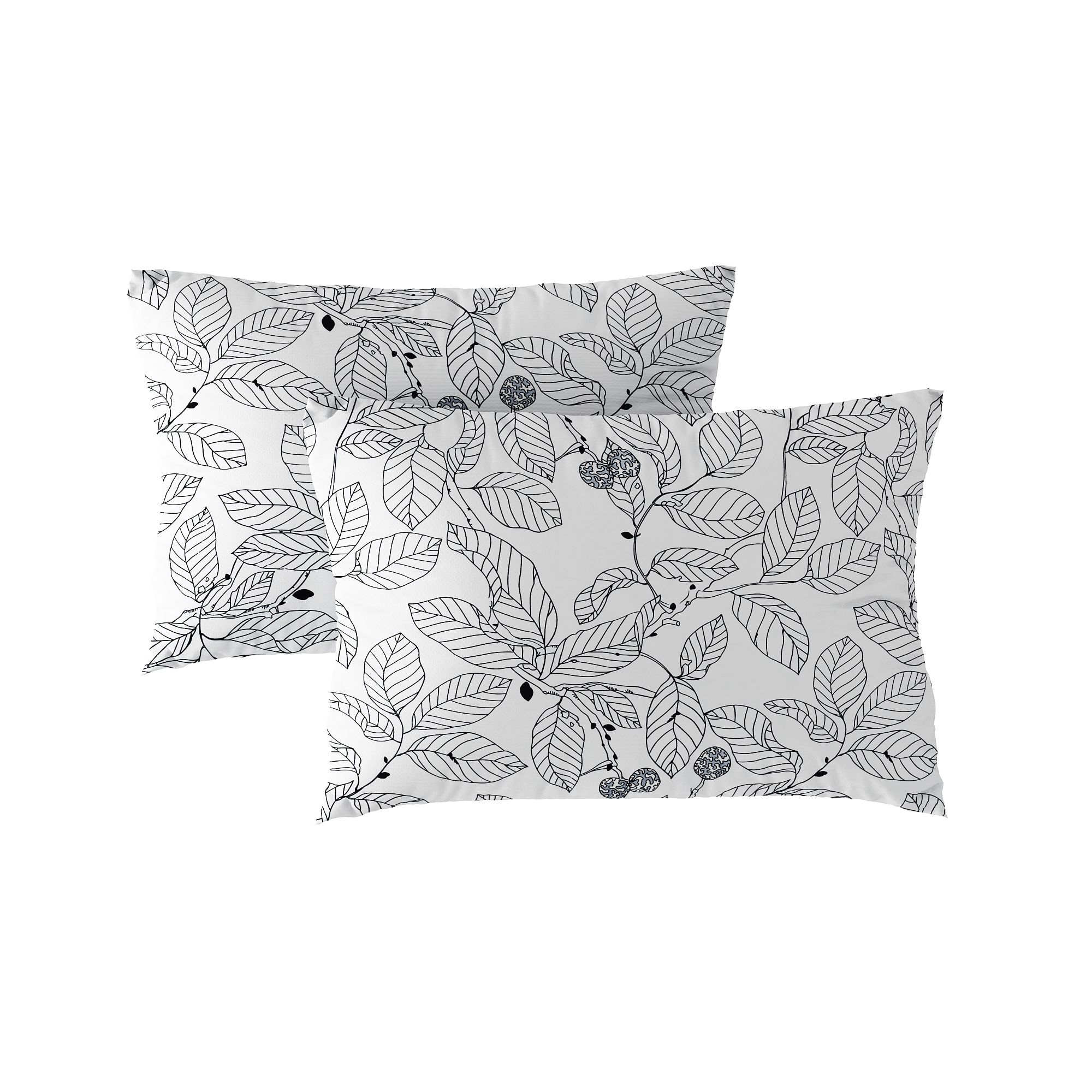 Pillow case 134 Black and white leaves