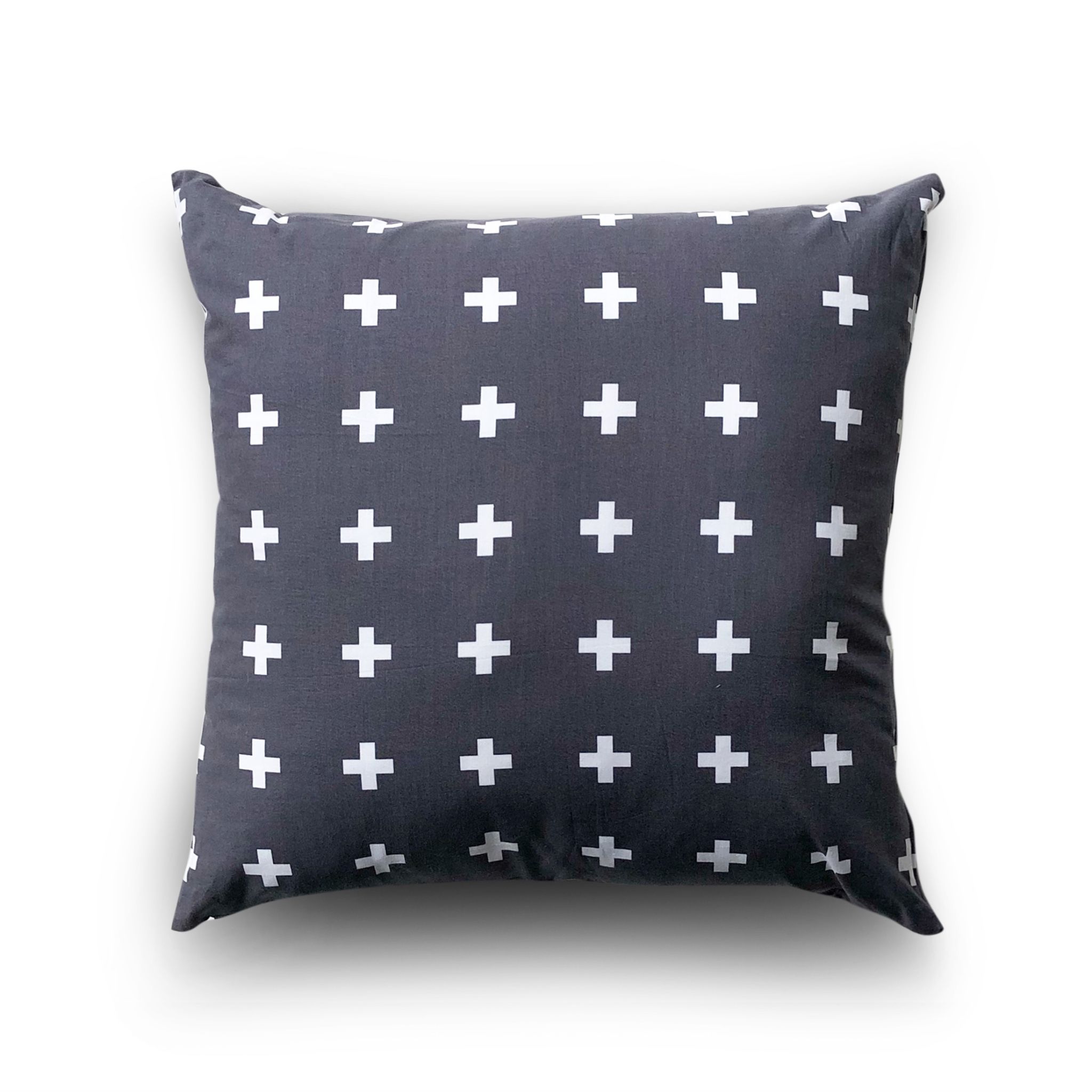 Cushion cover 66 White plus on dark grey