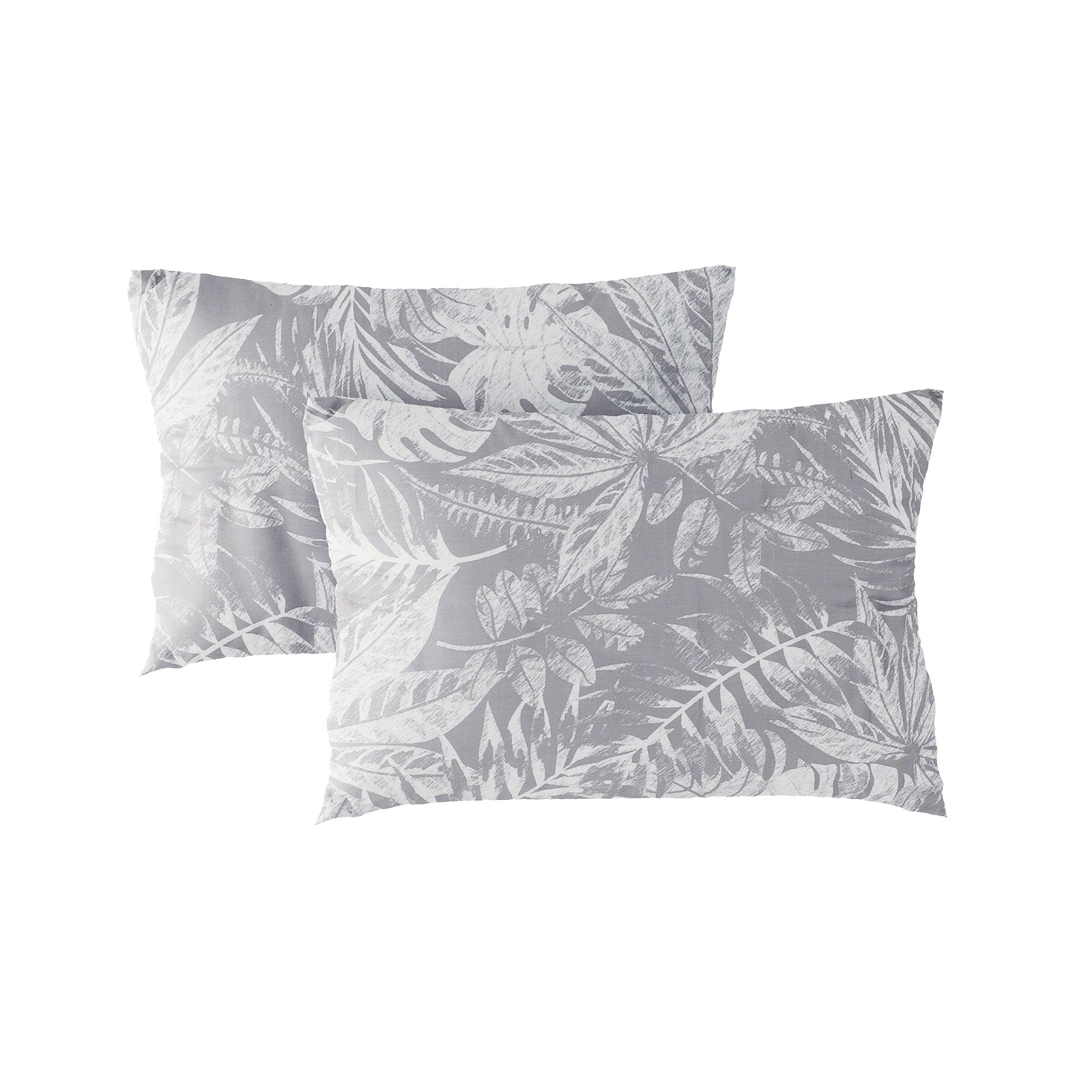 Pillow case 178 White leaves on grey