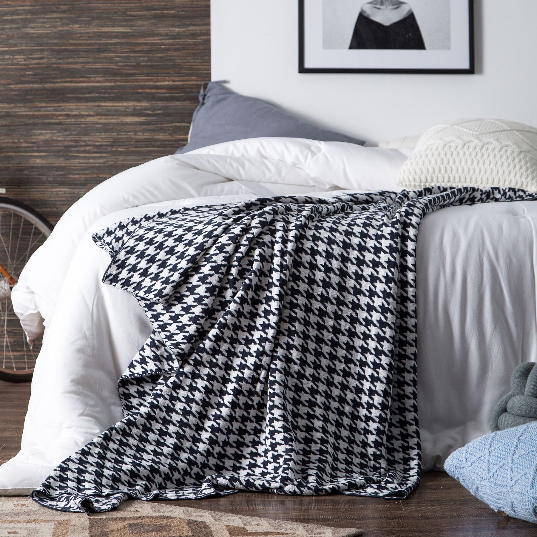 Mền sofa houndstooth - Black