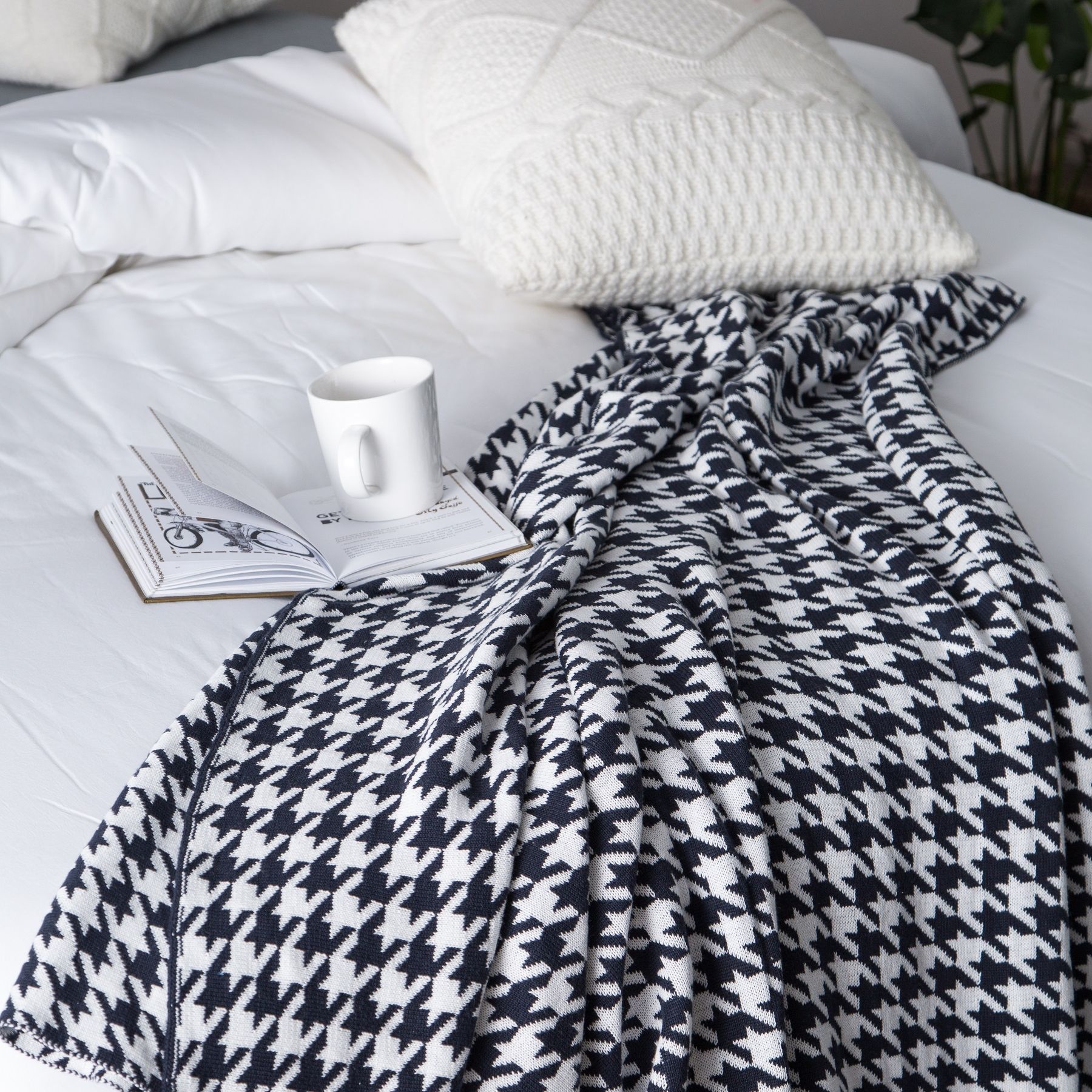 Mền sofa houndstooth - Black