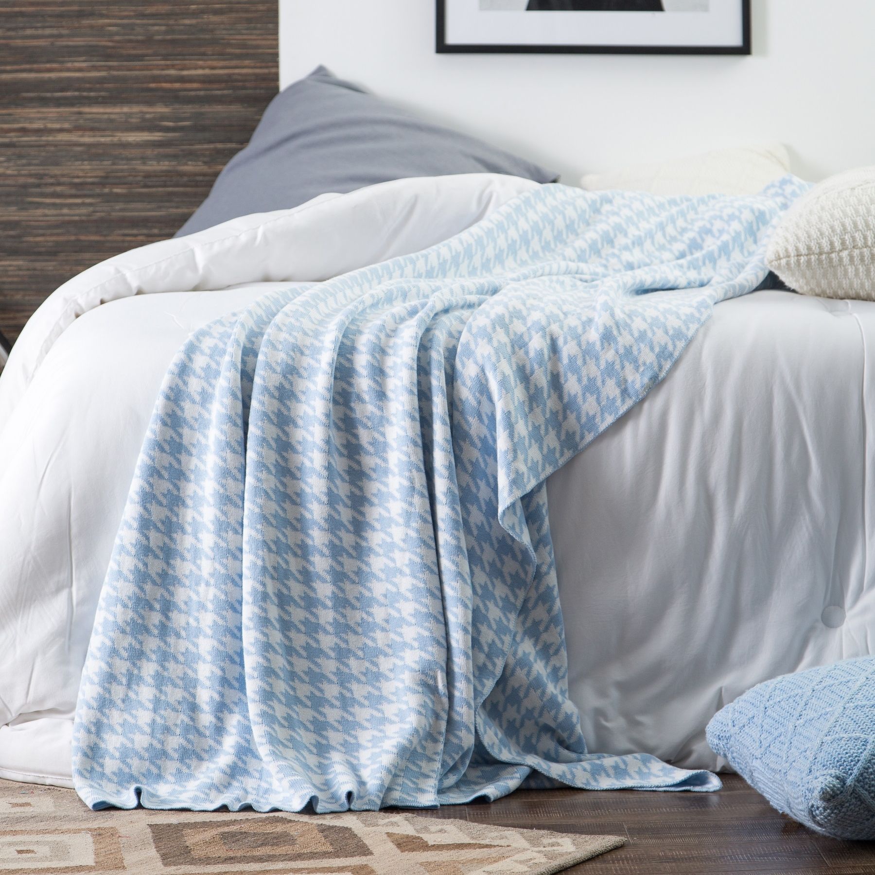 Mền sofa houndstooth - Blue