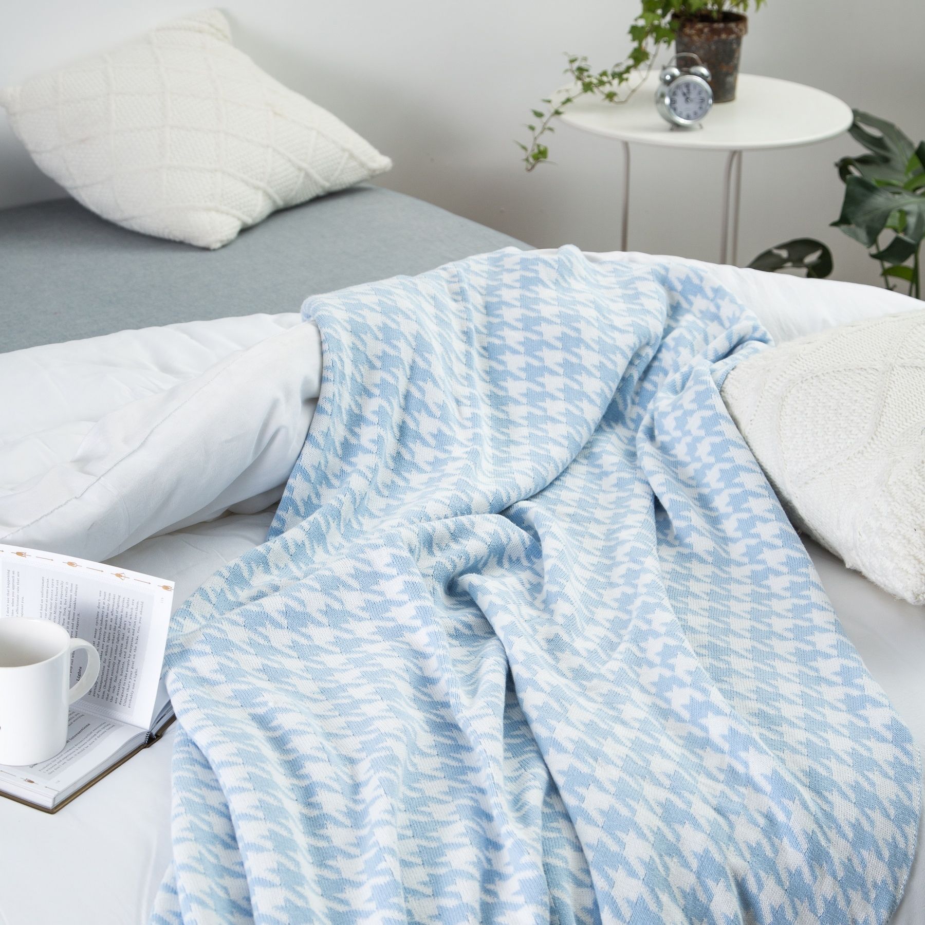 Mền sofa houndstooth - Blue