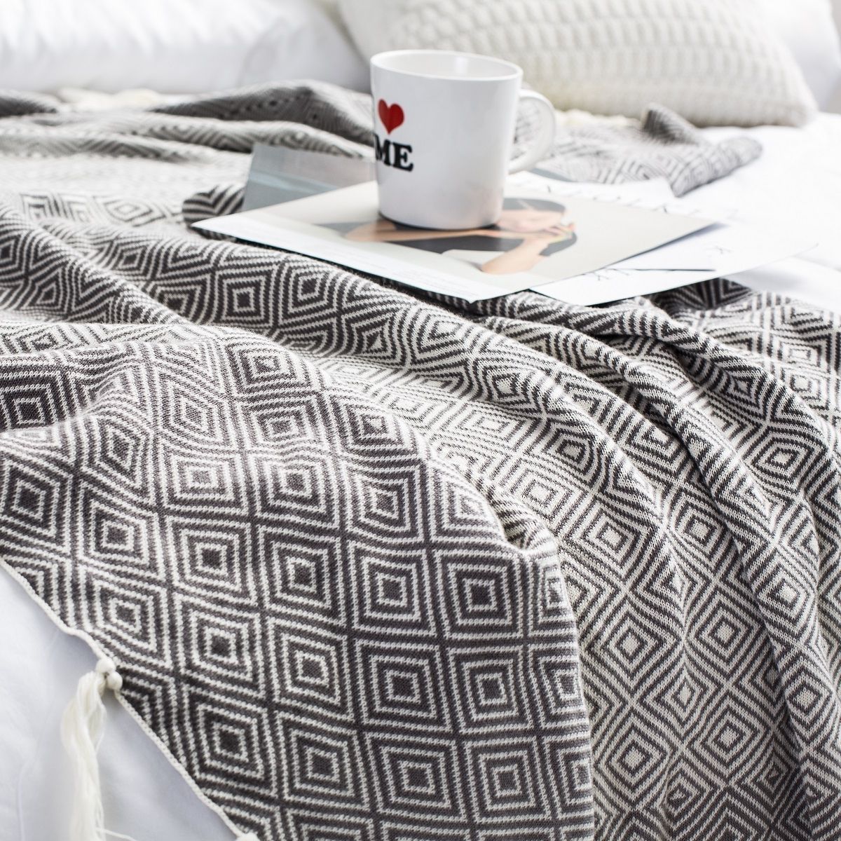 Mền sofa vuông đồng tâm - Grey