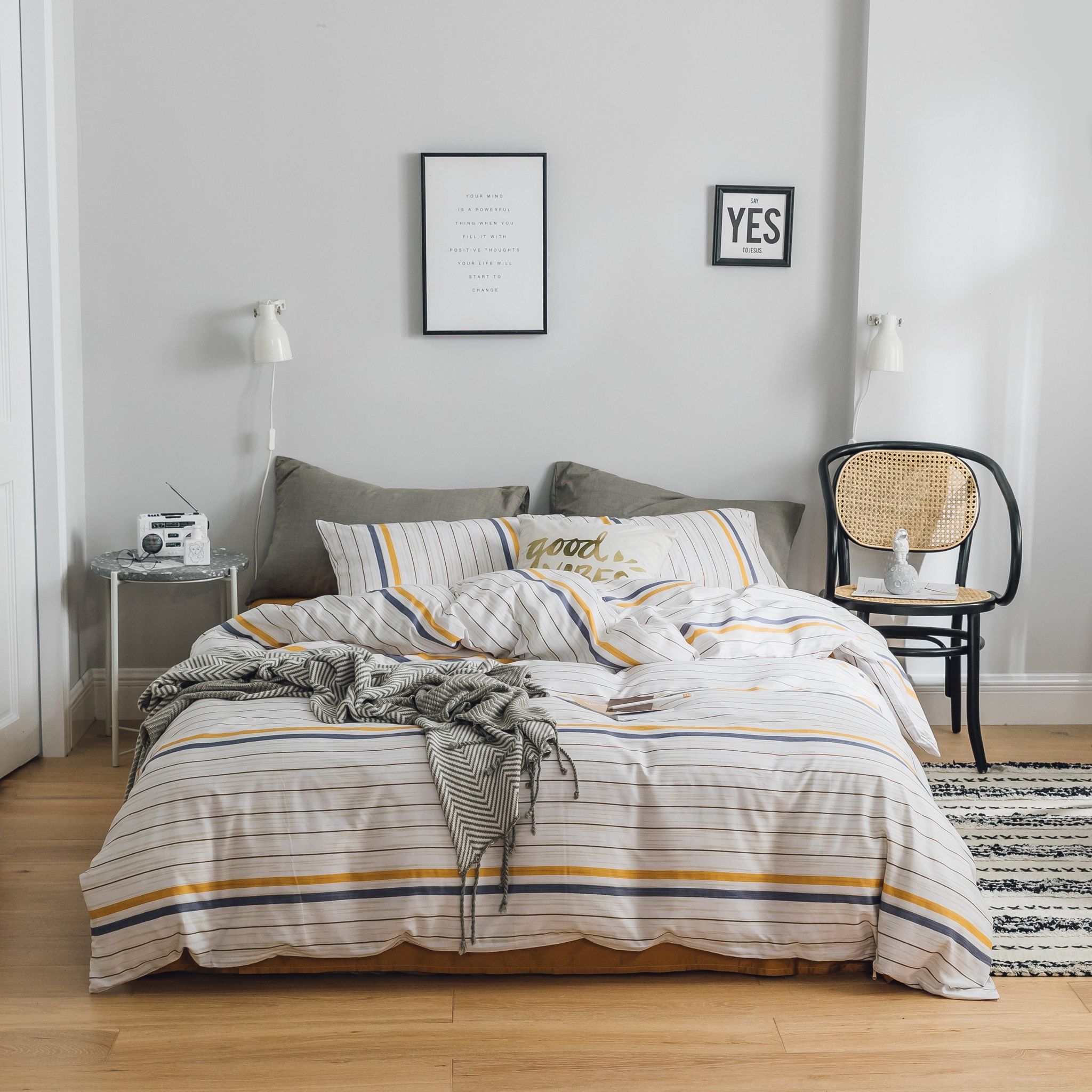 Best price 115 Simple yellow and navy stripe