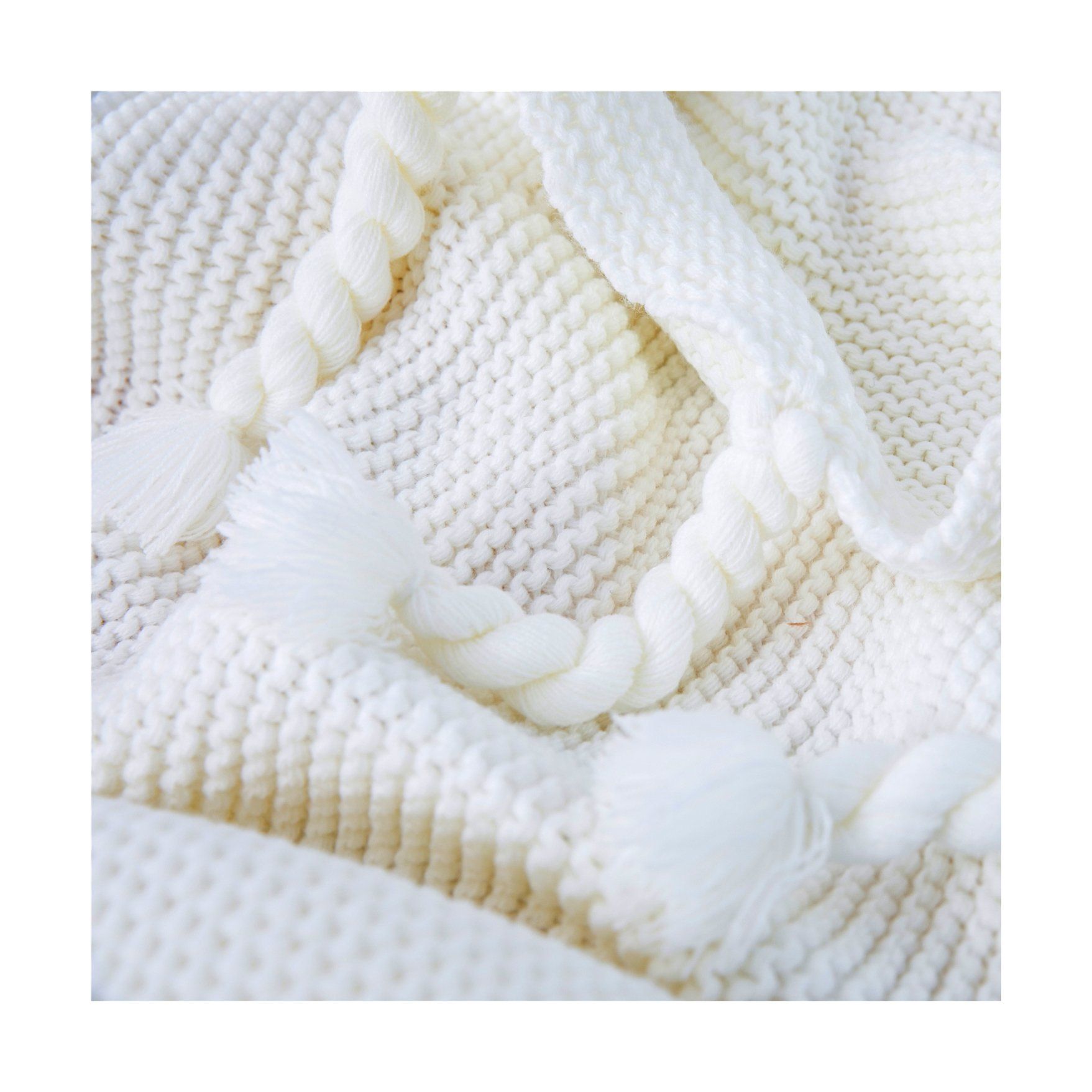 Mền sofa đuôi thừng - White cream