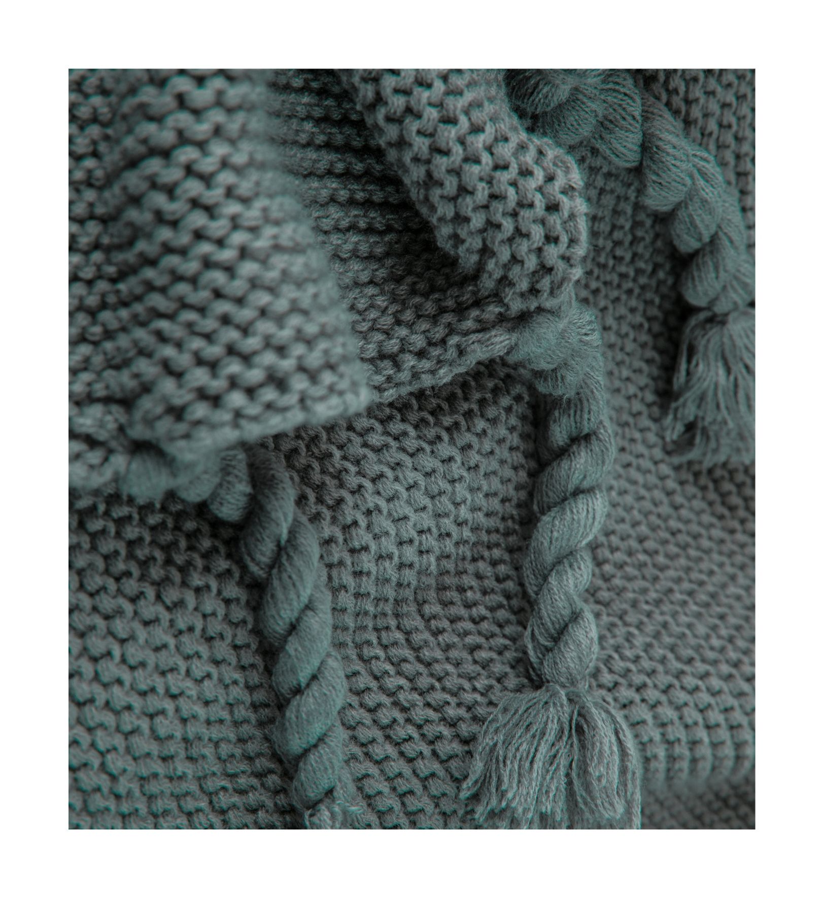 Mền sofa đuôi thừng - Grey green
