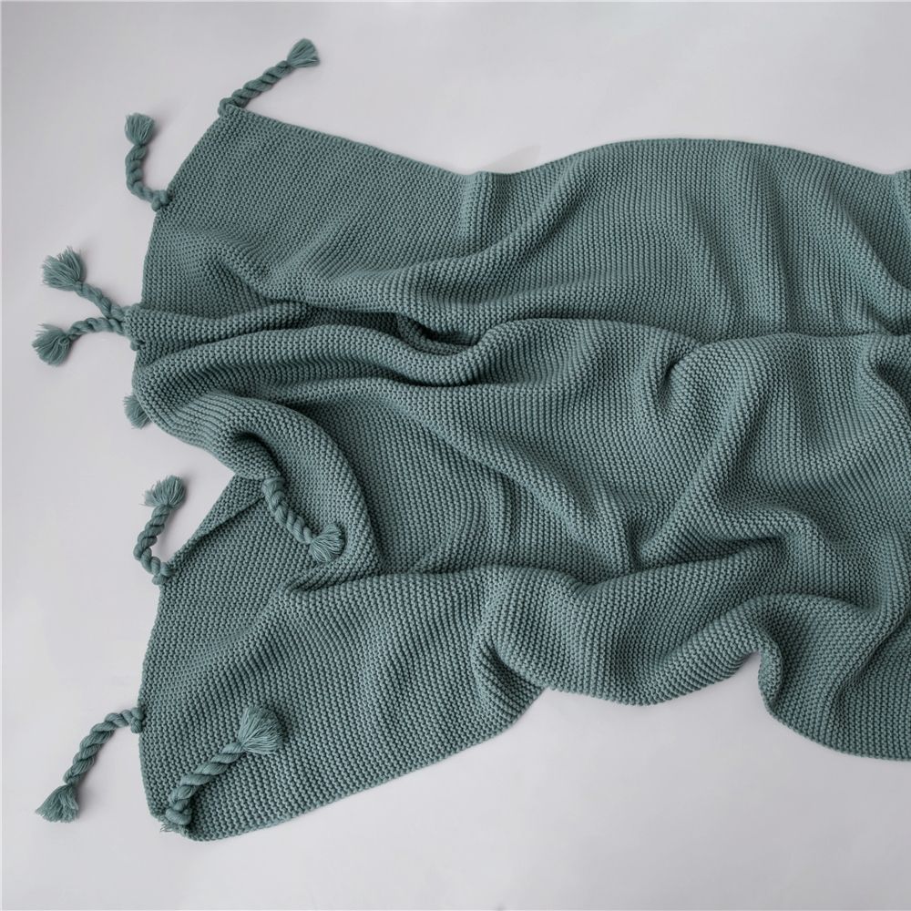 Mền sofa đuôi thừng - Grey green