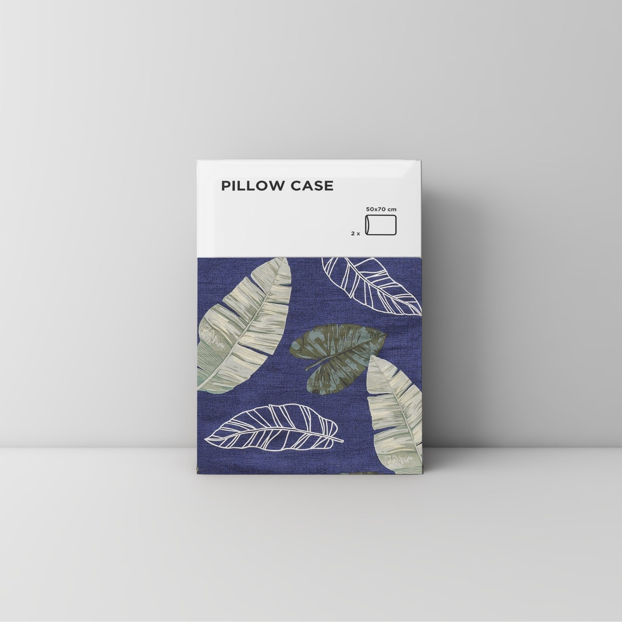 Pillow case 104 Leaf on navy blue