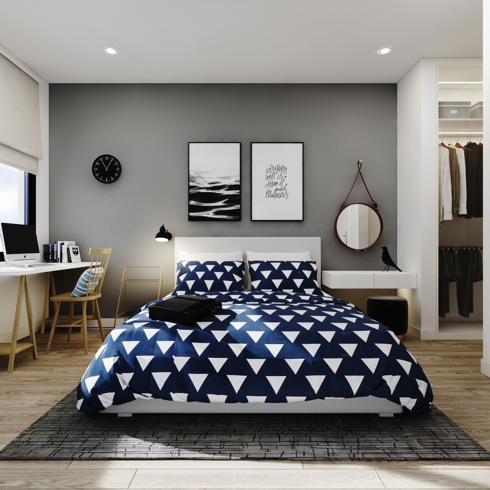 Best price 123 White triangle on navy
