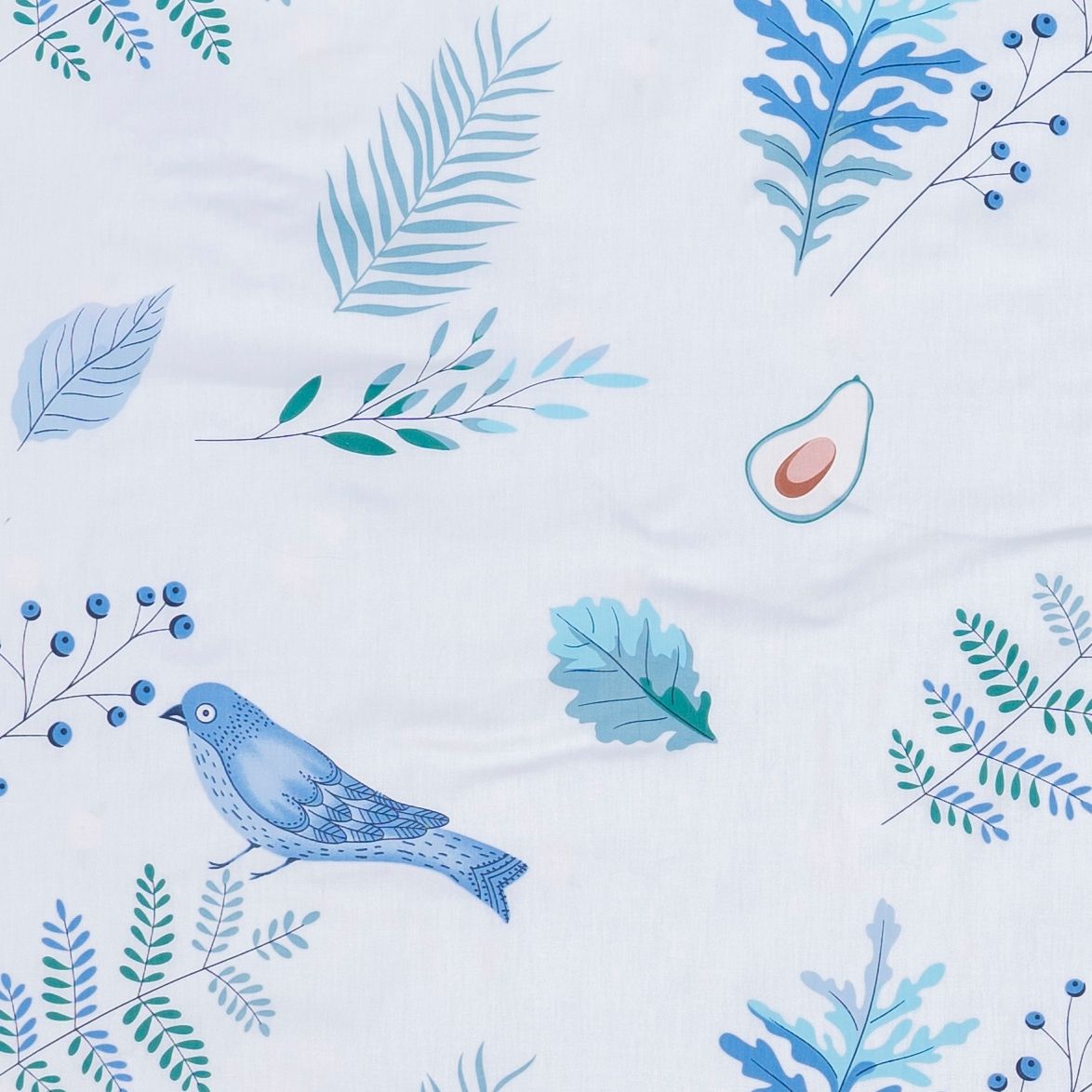 Pillow case 171 Blue avocado & bird