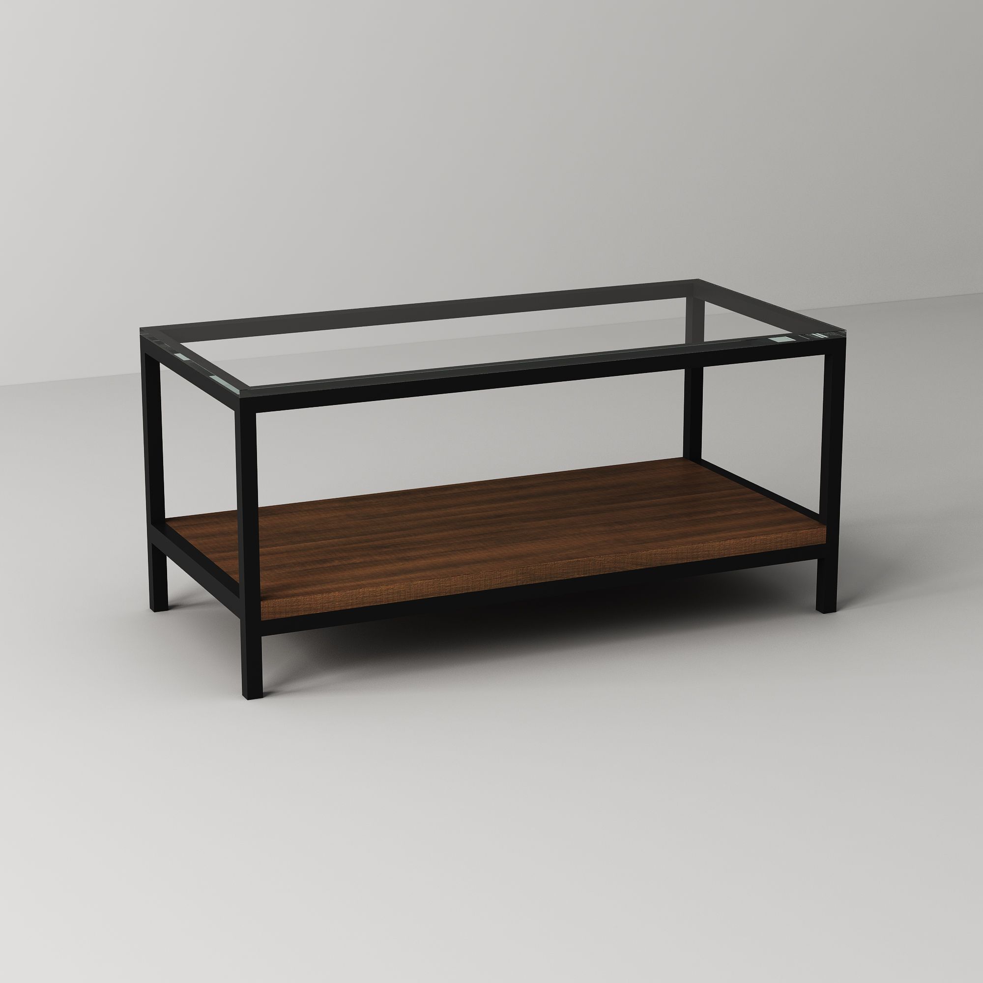 Bàn sofa kính gỗ chân đen