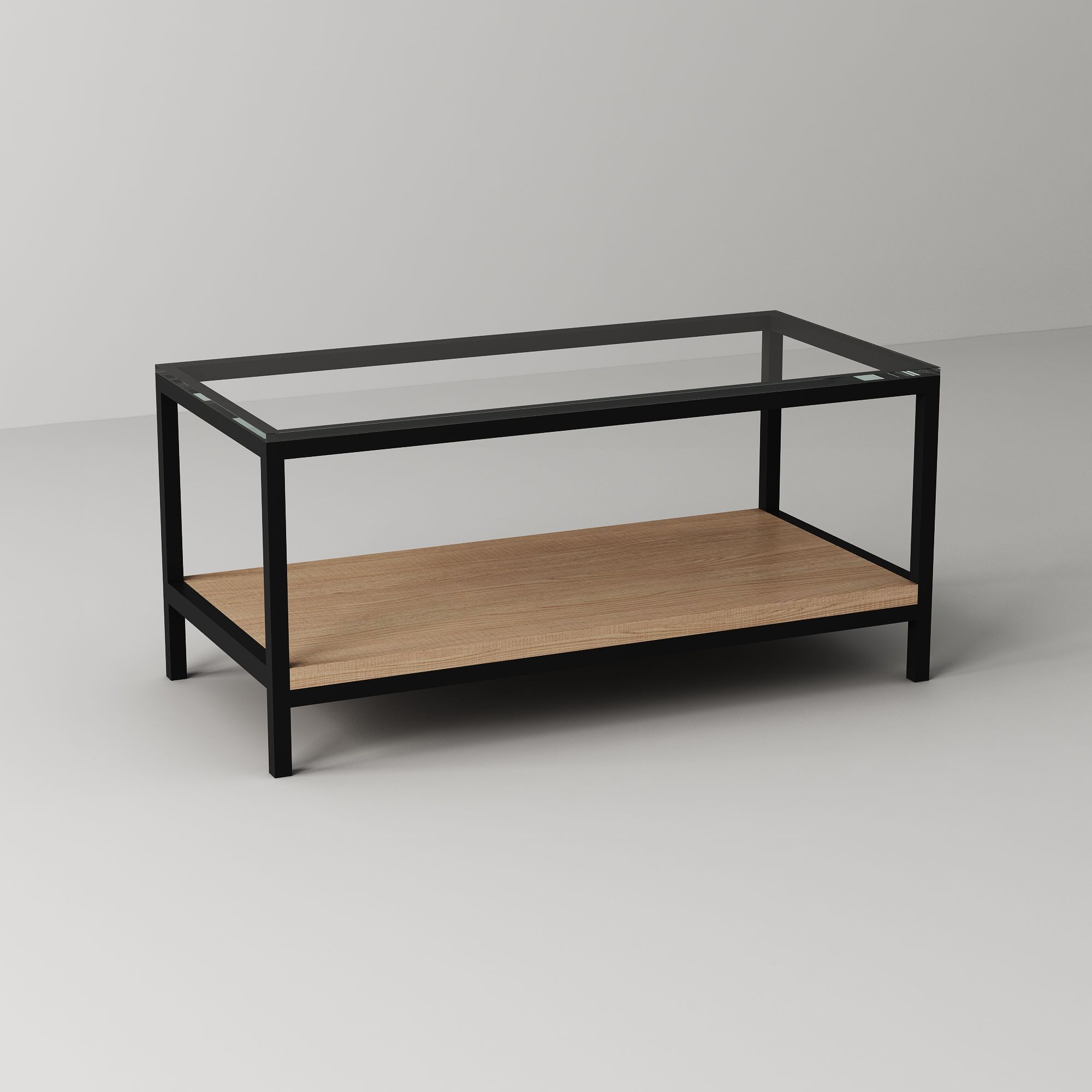 Bàn sofa kính gỗ chân đen