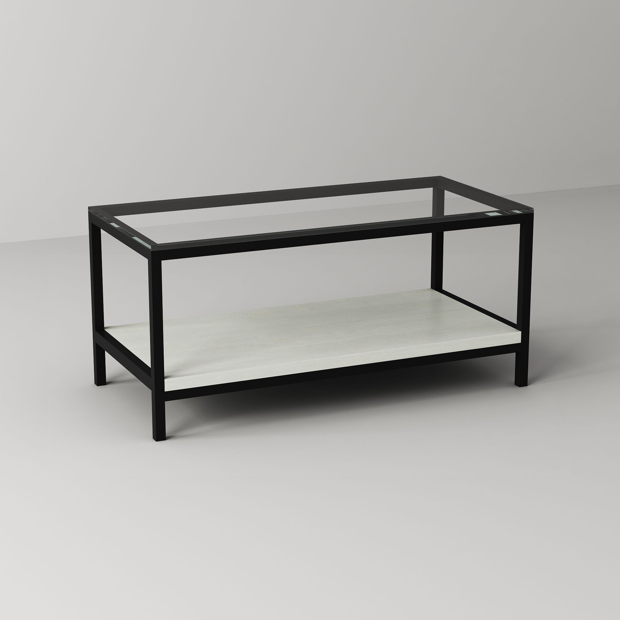 Bàn sofa kính gỗ chân đen