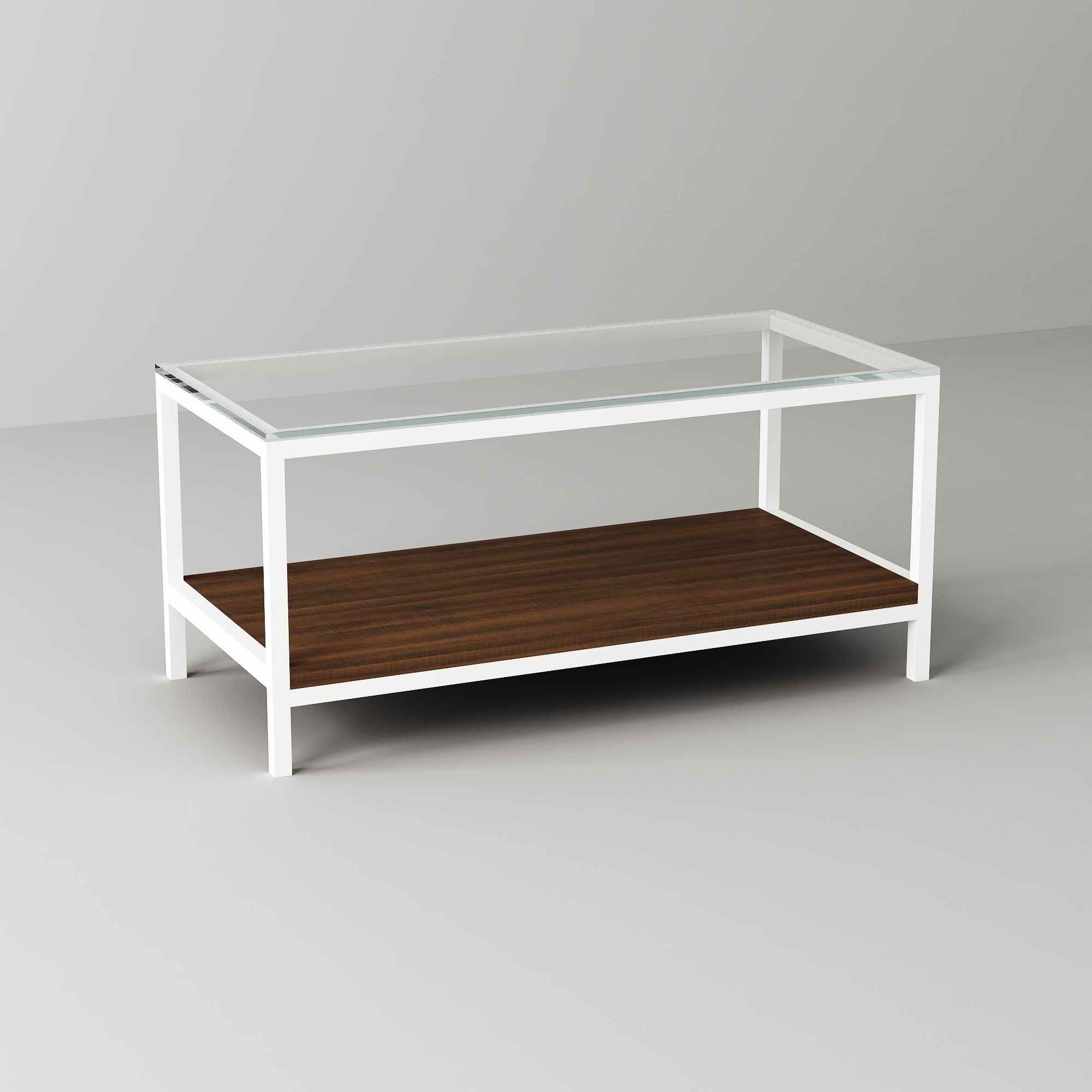 Bàn sofa kính gỗ chân trắng