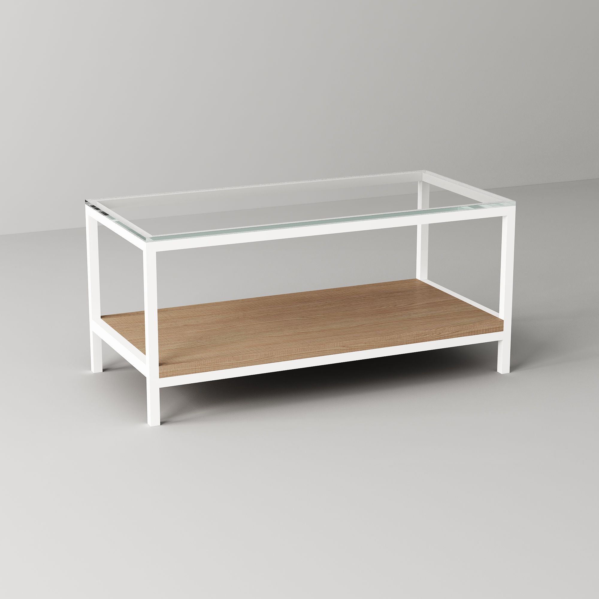 Bàn sofa kính gỗ chân trắng
