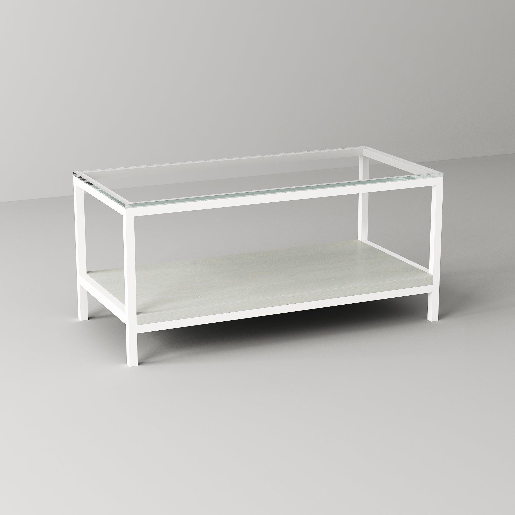 Bàn sofa kính gỗ chân trắng