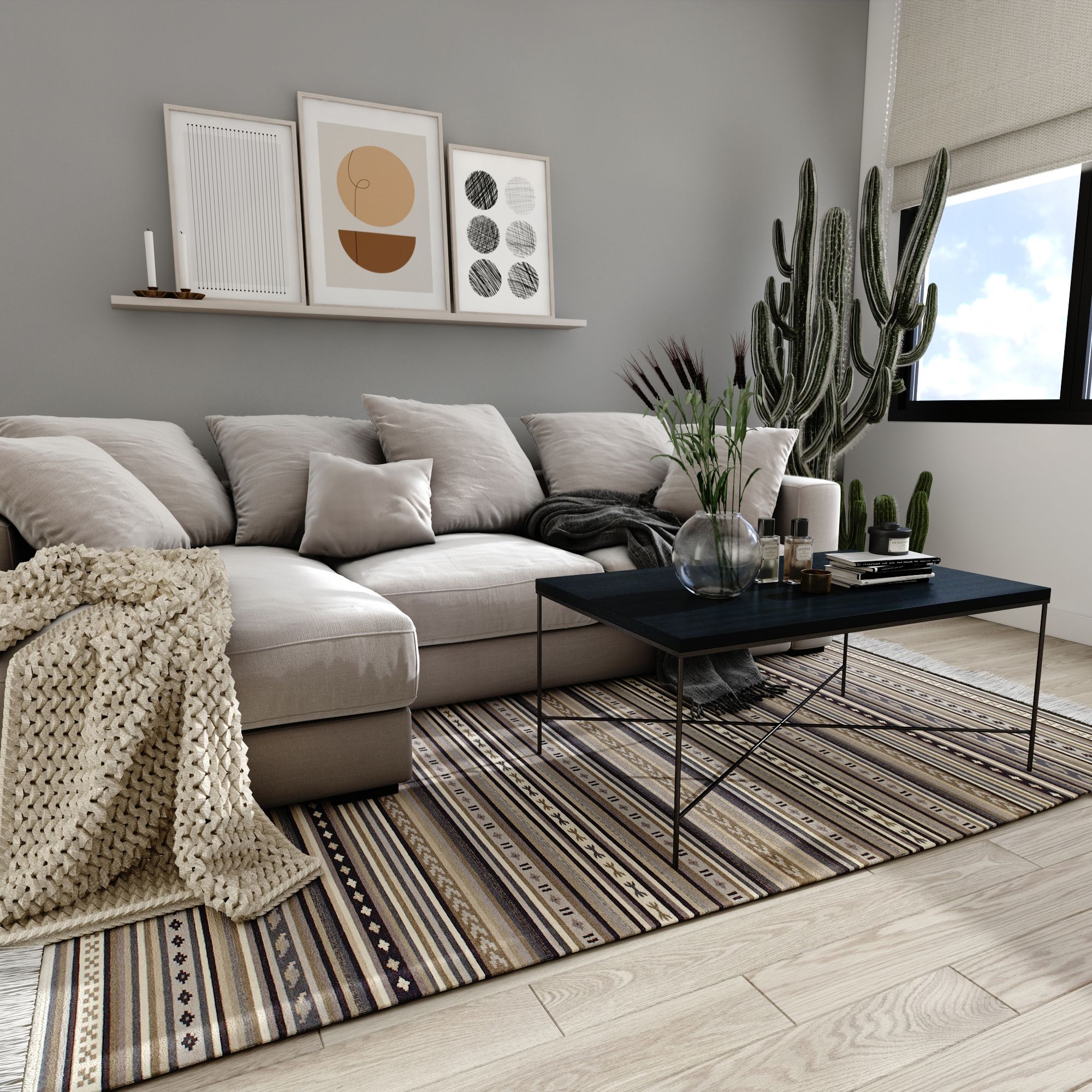 Bàn sofa X - Dark grey wood