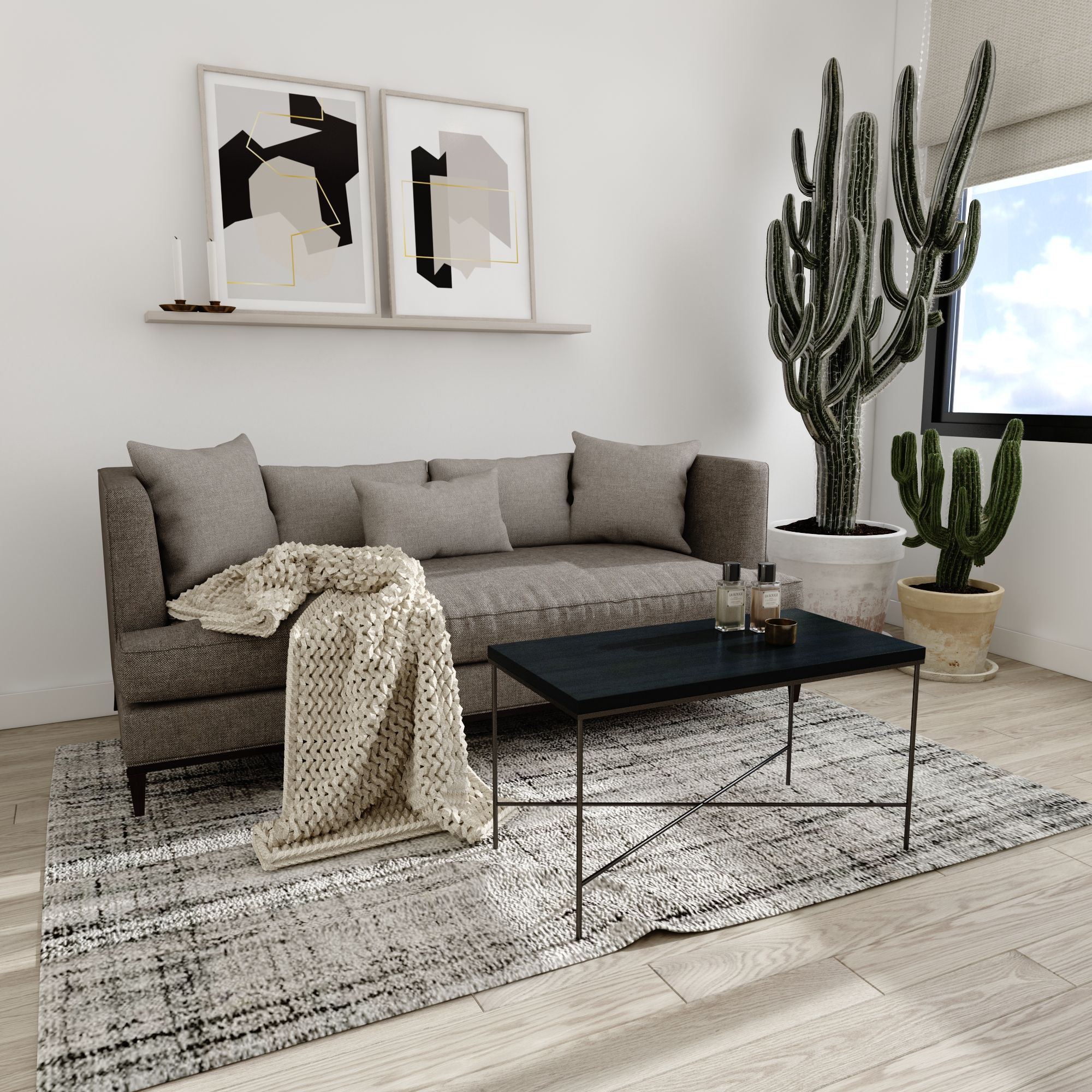 Bàn sofa X - Dark grey wood