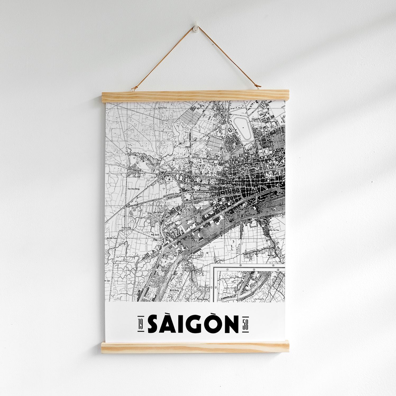 Poster nẹp gỗ Saigon map