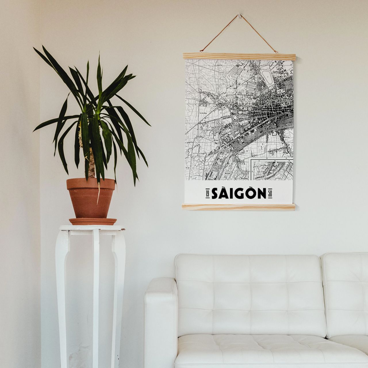 Poster nẹp gỗ Saigon map