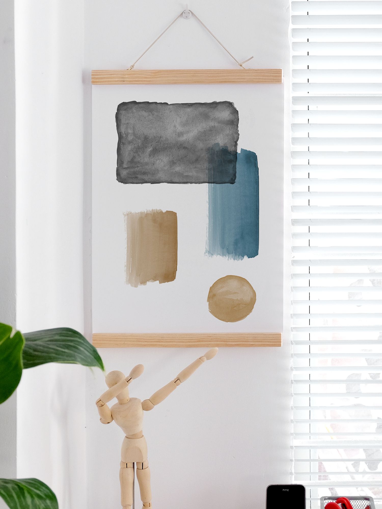Poster nẹp gỗ Watercolor Streak