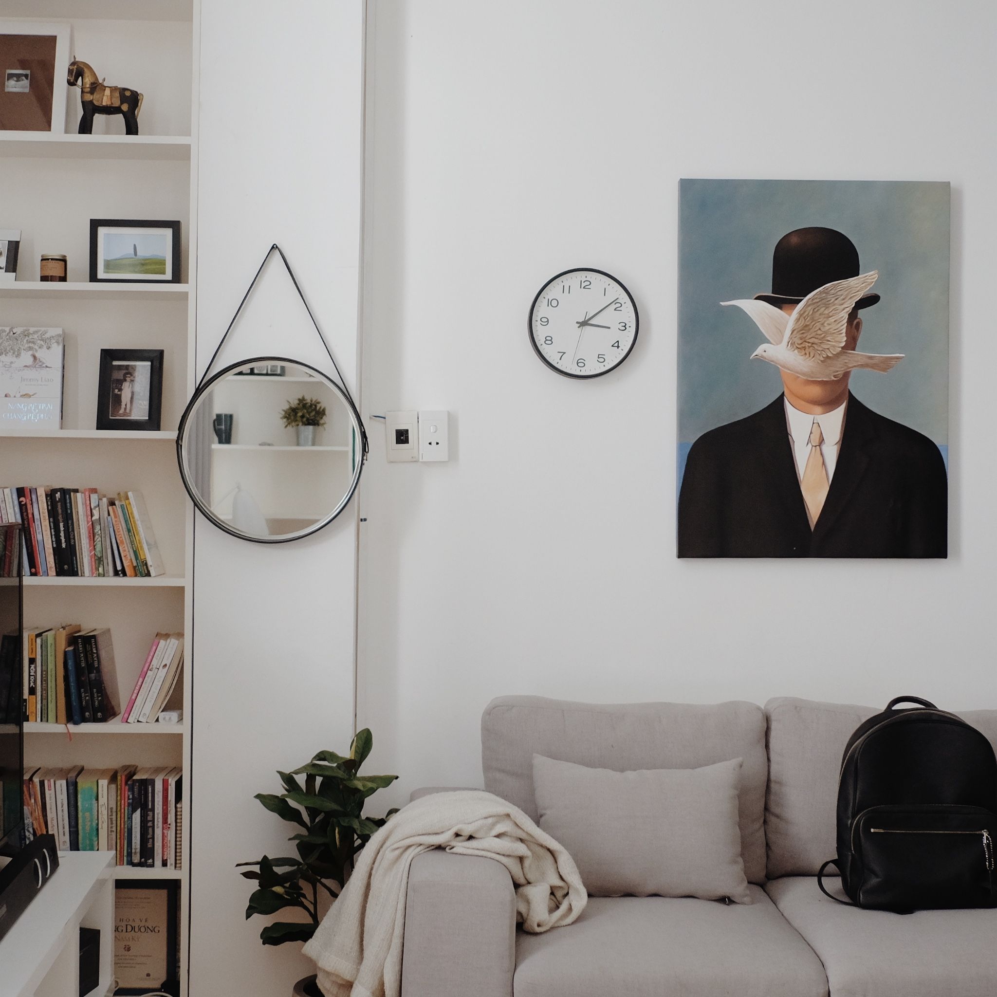 Gương tròn viền da 60cm