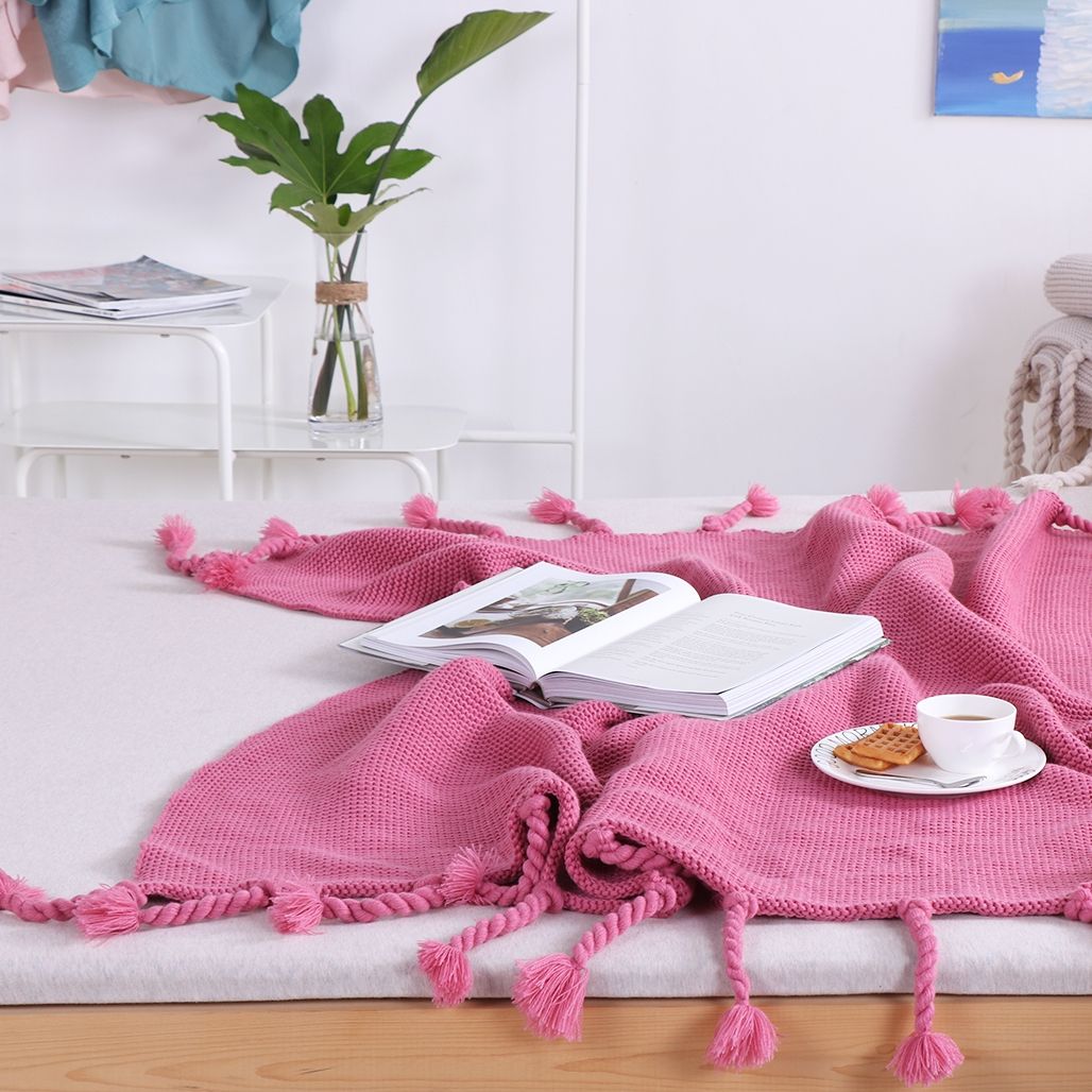 Mền sofa đuôi thừng - Pink