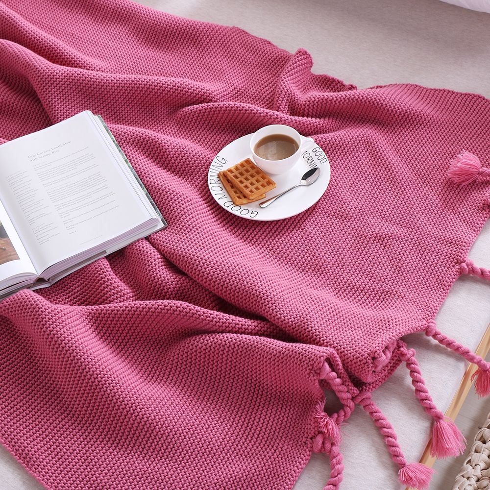Mền sofa đuôi thừng - Pink